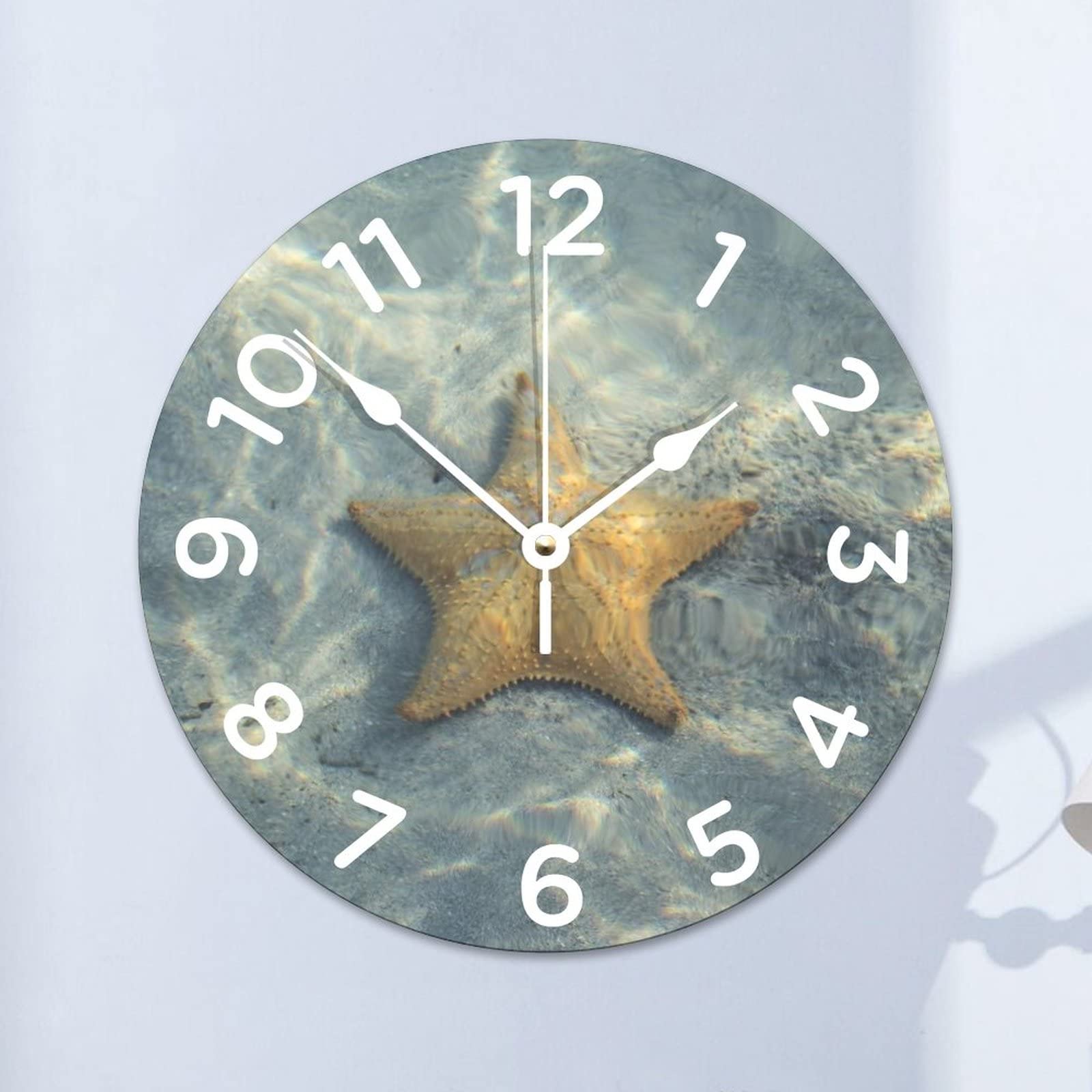 Horloge de cuisine étoile de mer silencieuse et sans tic-tac à pile