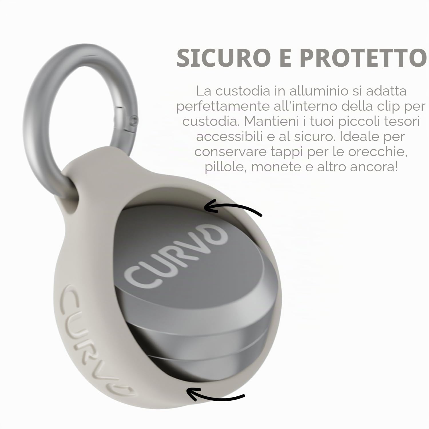 CURVD - Custodia Premium da Trasporto – Contenitore Portachiavi Durevole da Viaggio, Organizer per Pillole e Portapillole da Viaggio, Piccolo Supporto Impermeabile per Pillole, Tappi per Orecchie