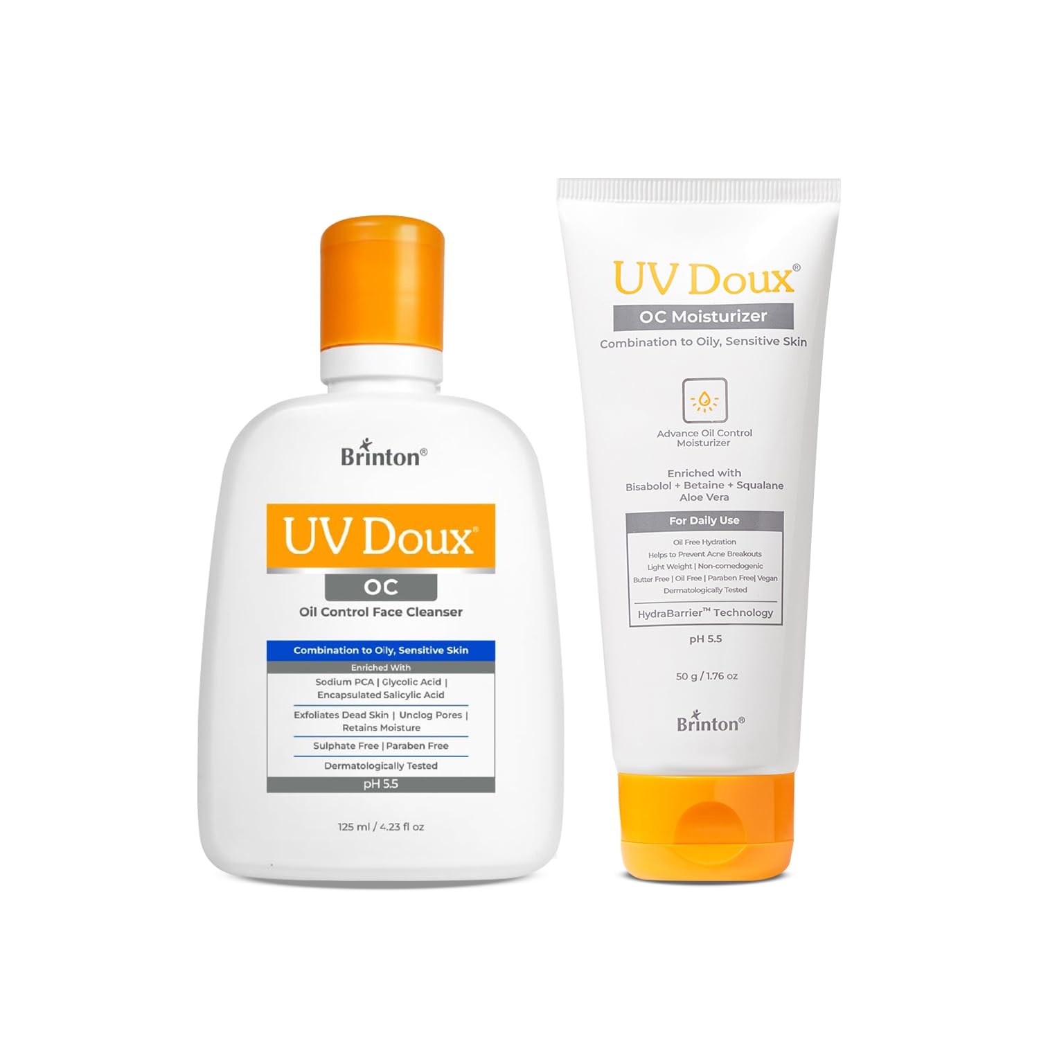 Brinton UV Doux OC Cleanse & Hydrate: OC Cleanser (125ml) & OC Moisturizer (50g) | Daily Oil Control Regimen | With Bisabolol & Squalane | Non-Comedogenic-image-33