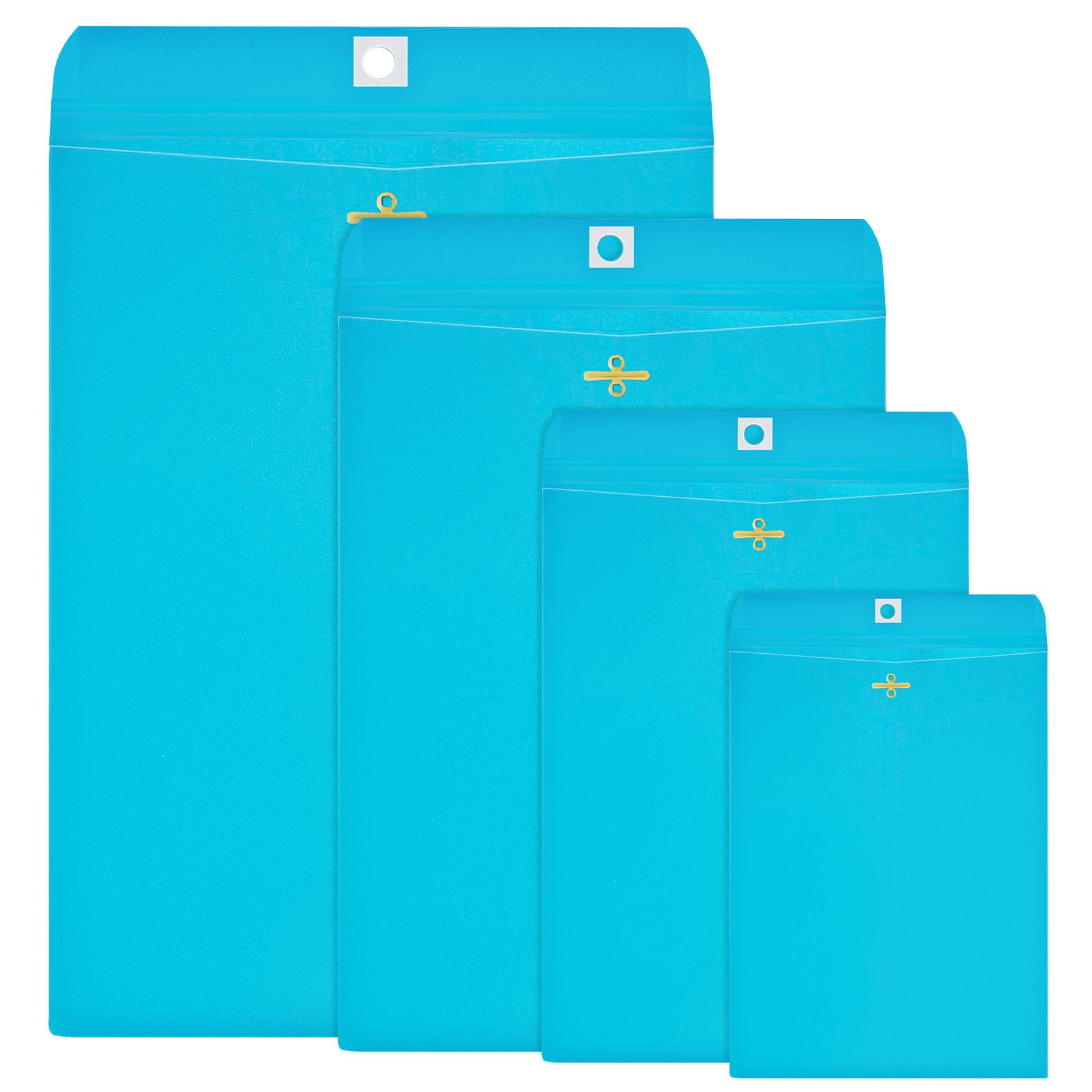Geyee 100 Pcs Clasp Envelopes Manila Envelopes 10 x 13, 9 x 12, 6 x 9, 5 x 7 in Colored Clasp Closure Gummed Mailing Envelopes for Storing or Mailing Paper Documents Home Business Office(Blue)
