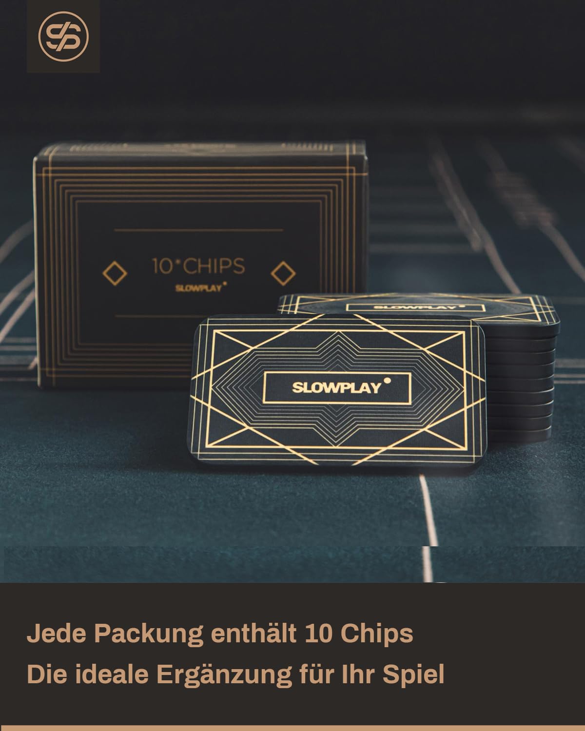 SLOWPLAY Nash Poker-Plaques (rechteckig), Keramikverbund 36 g, 10er | Keramikverbund in Top-Qualität; 36 g Gewicht; starke Präsenz; matte, glatte Textur; Art-déco-Design