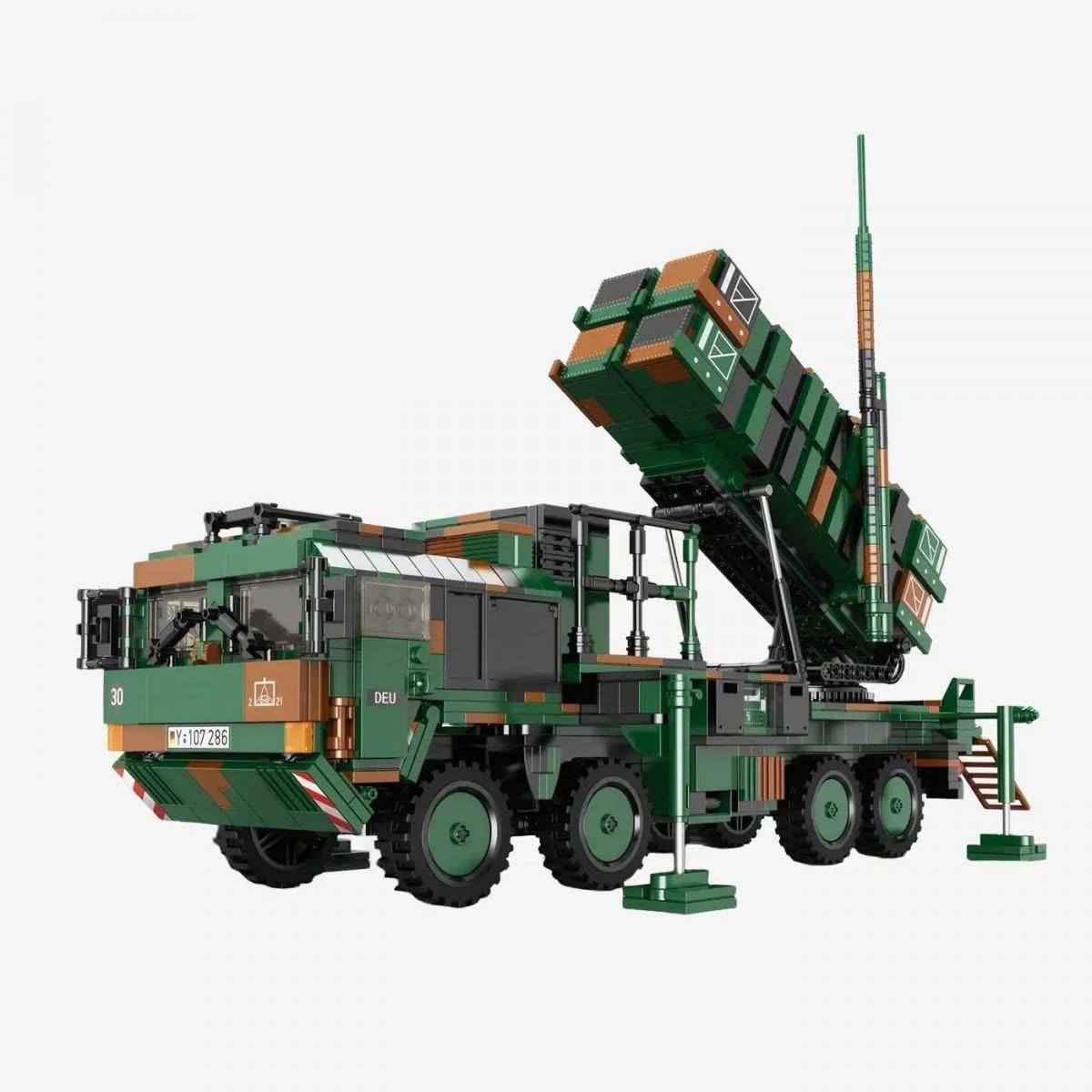 BlueBrixx Pro 107286 – Patriot System Raketenträger, Bundeswehr aus Klemmbausteinen mit 1612 Bauelementen