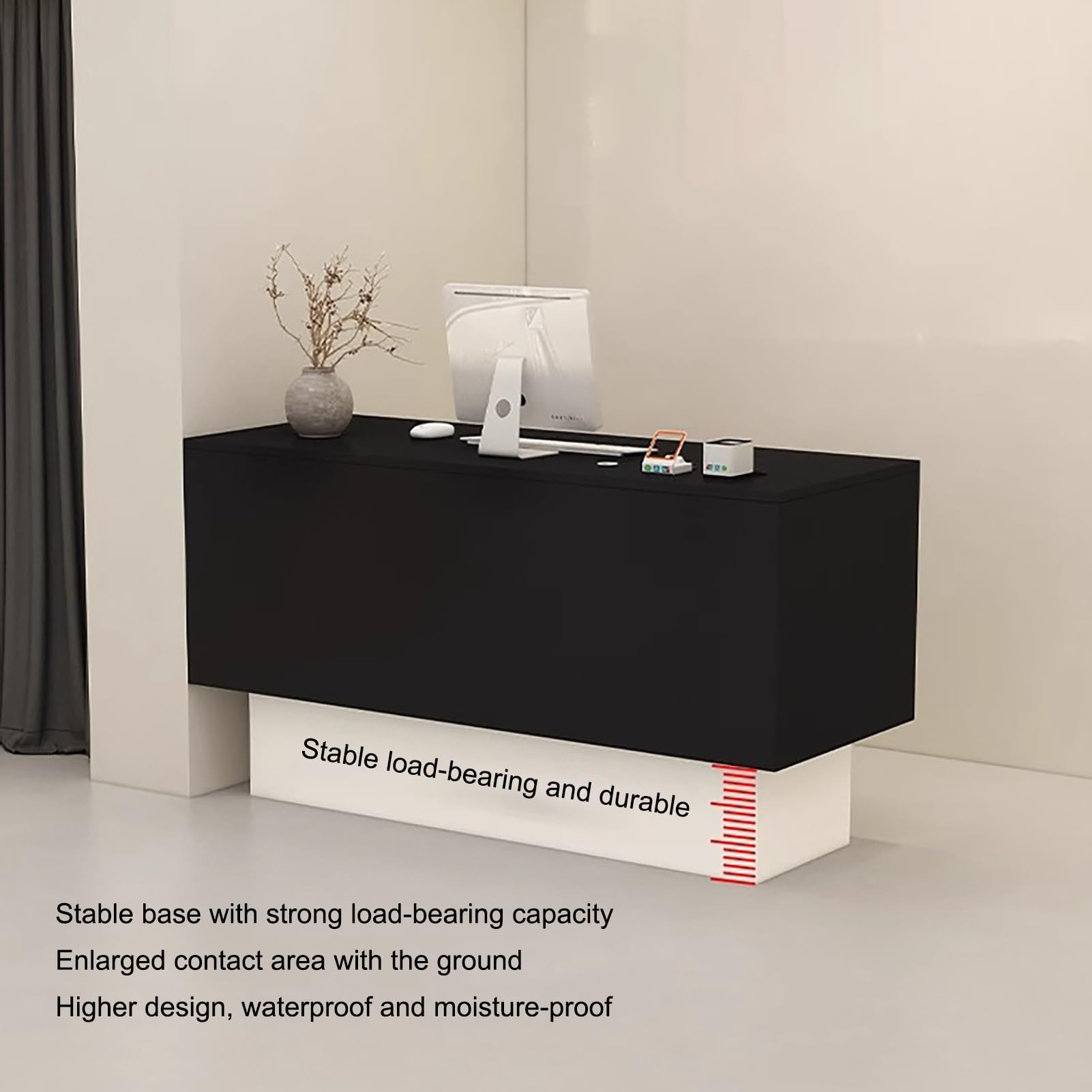Comptoir de réception pour Caisse et Vente au détail, Table de Salle de réception, Grande Table de comptoir pour hôtels de Bureau, magasins de vêtements de Fleurs (Abricot)