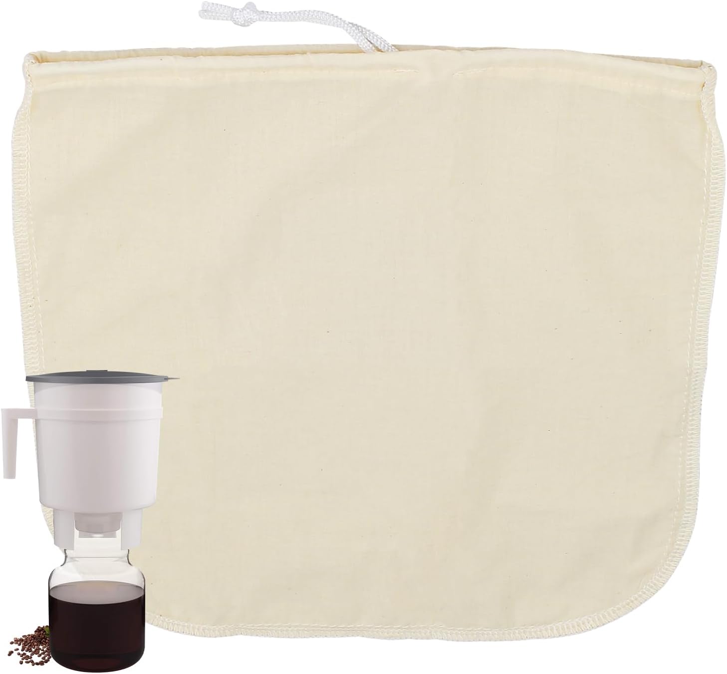 PalpitateC Cold Brew Coffee Bag Compatible with Toddy Cold Brew Systems, Mason Jars, Pitchers Cold Brew Maker, for 12" x 11" Cotton Reusable Coffee Filter Bag with Drawstring (1 Pack)