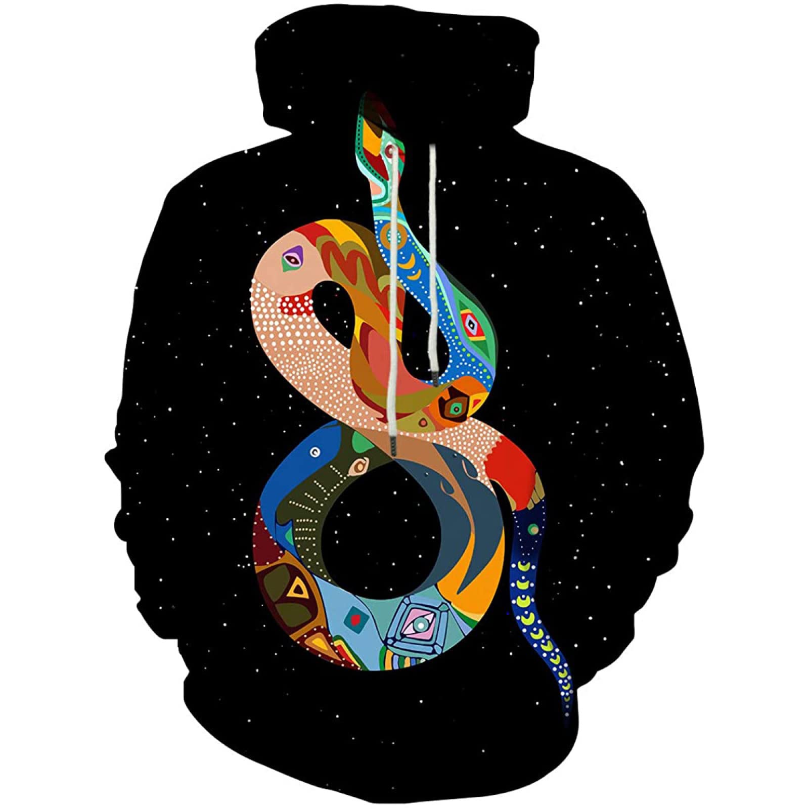 Wyhaoyun European and American fashion men's clothing animal starry sky snake 3d printed sweater hoodie-4XL