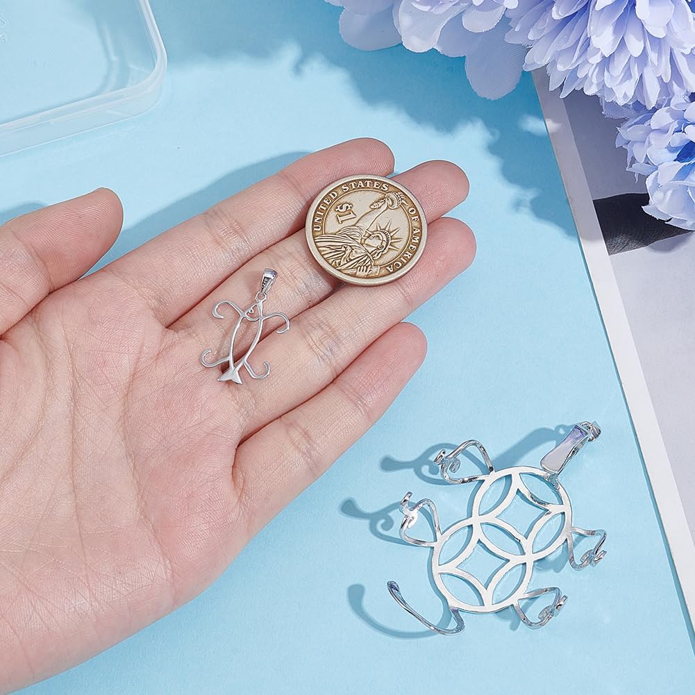 AHANDMAKER 2Pcs 925 Sterling Silver Claw Prong Pendant Setting Blank Bezel Pendant Trays for Irregular Gemstone Nuggets Necklace Jewelry Making Wrapping - Image 3