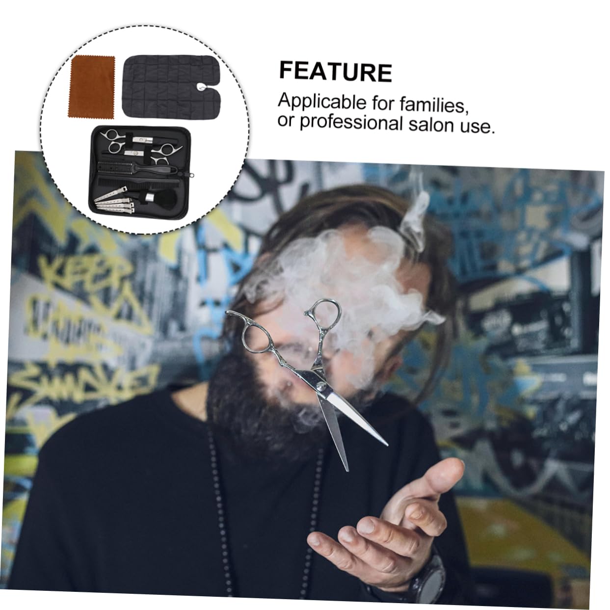 Beatifufu 1Set Hair Cutting Scissors Professional Hairdressing Tools with Thinning Comb and Clips Design for Home and Salon Use Hair Cutting