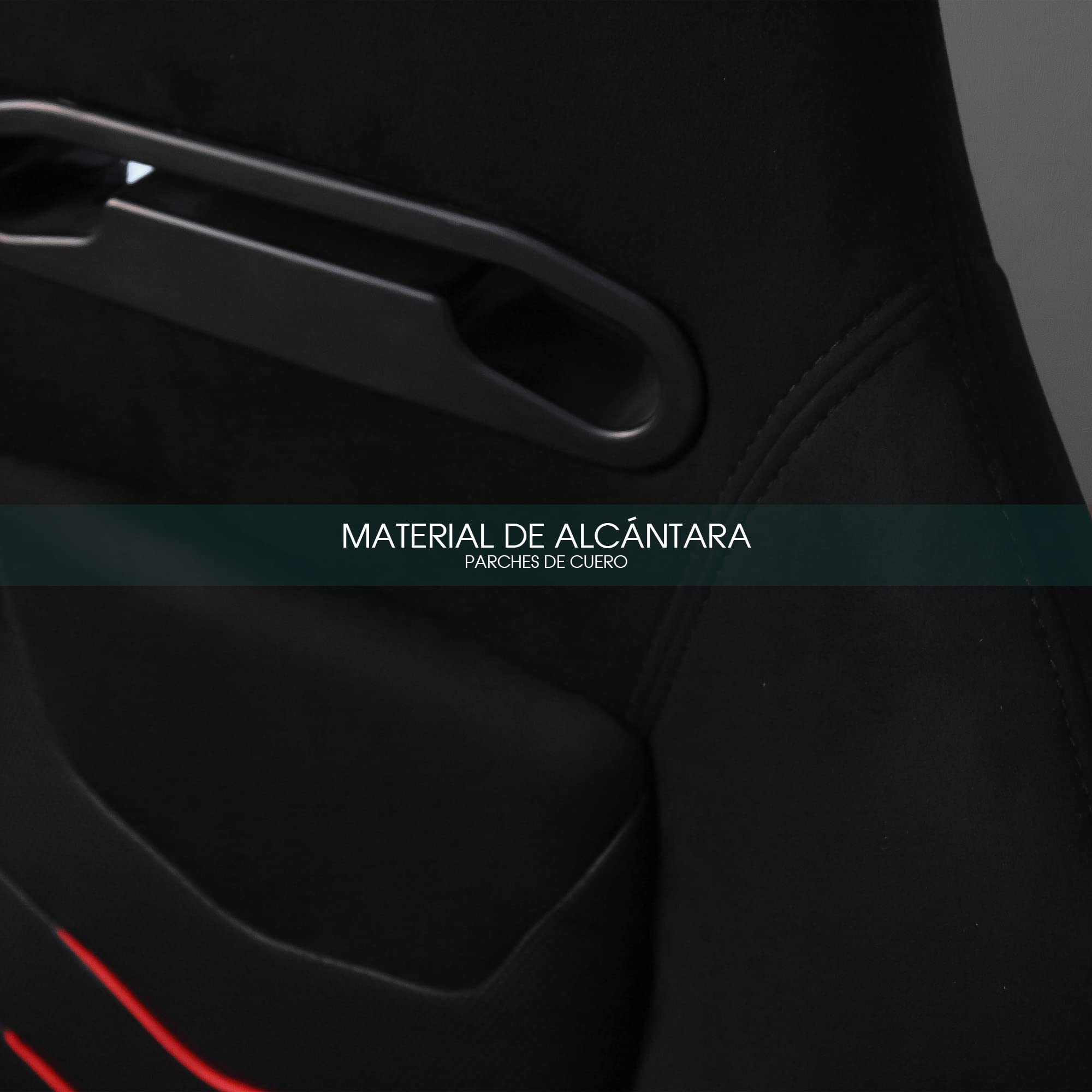 M MODAUTO Semibaquet H-E Alcántara y Detalle en Rojo,Adaptable para Coches.Ríeles Incluidos,Asiento Conductor,Asiento Deportivo(N650/Copiloto)