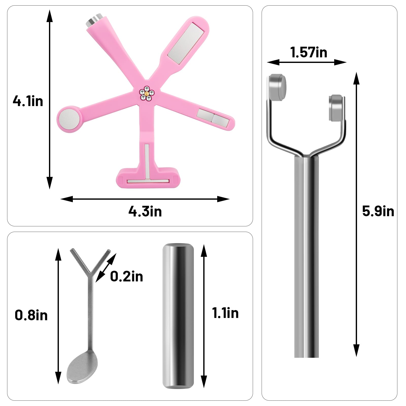 Juego de 3 imanes para arte de uñas, color rosa 6 en 1, forma de Y, doble cabeza y corazón, herramienta magnética para diseños de manicura de gel en salón y hogar 2