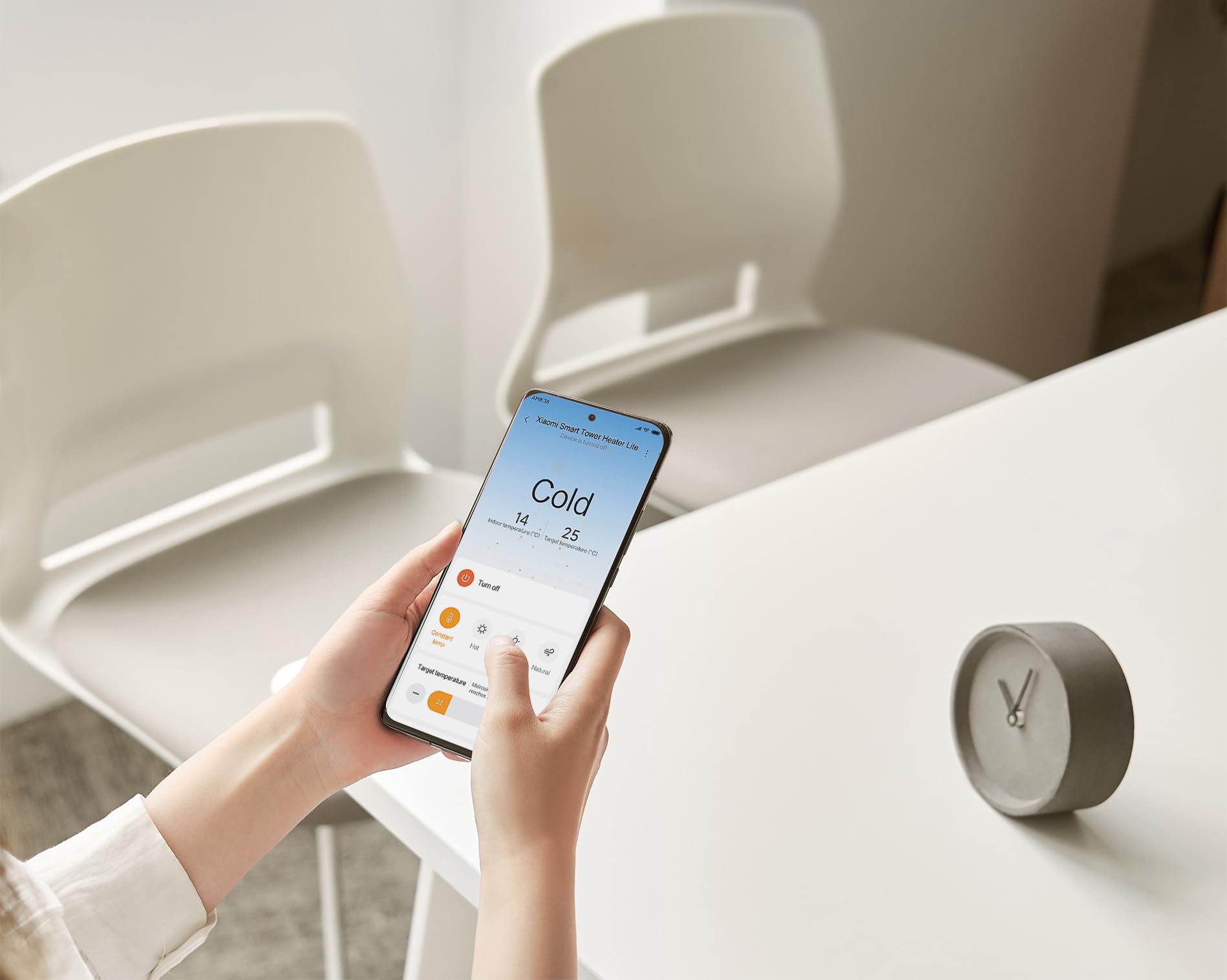 Xiaomi Smart Tower Heater Lite, Termoventilatore Aria Calda, Riscaldamento in 3 secondi, Ventilazione grandangolare a 70°, Quattro modalità, Controllo tramite App, Leggero da spostare, Bianco