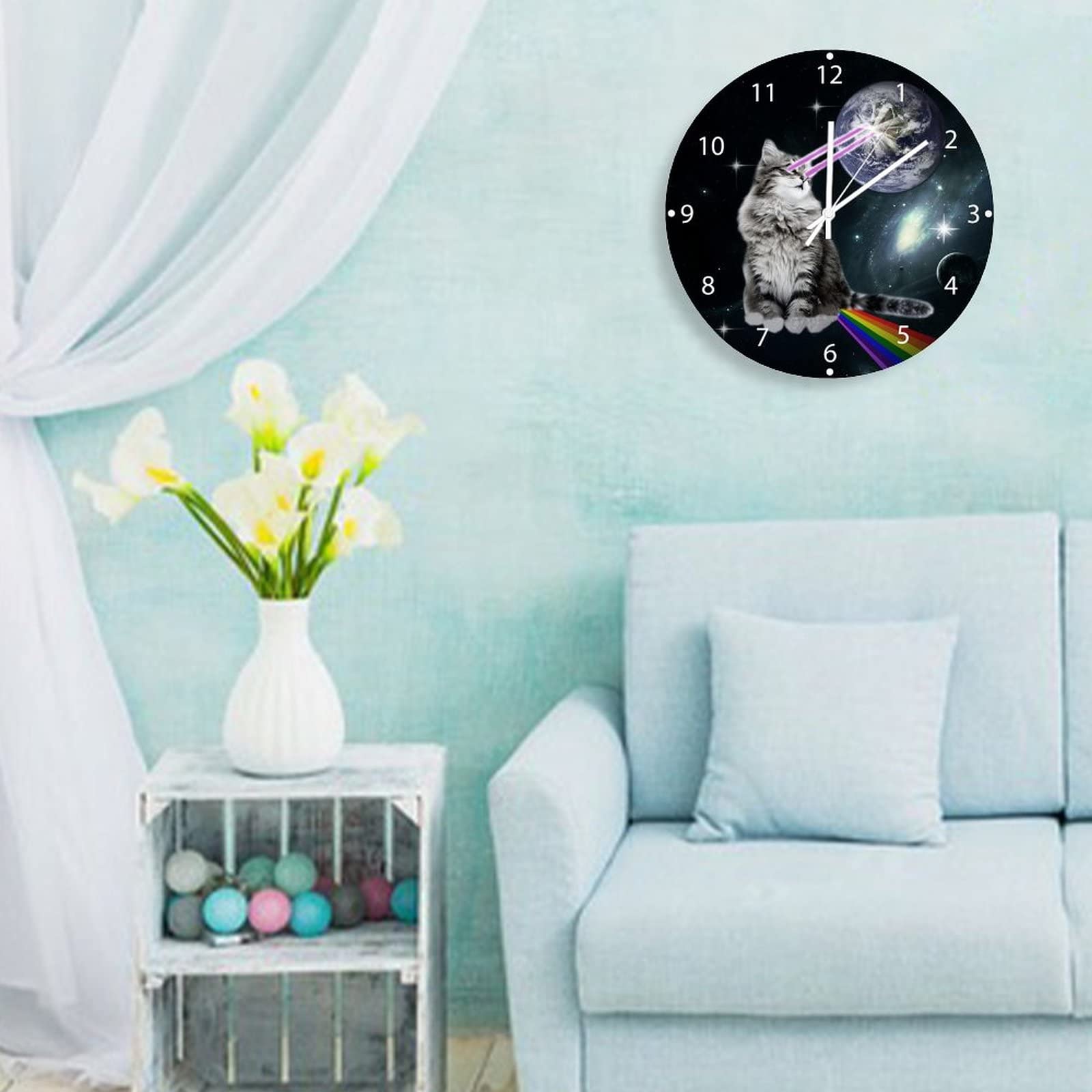 Wandklok Kunst Leuke Hond Kat Ronde Wandklok Ronde Plaat Stille Niet Tikkende Klok Voor Keuken Slaapkamer Thuiskantoor School Kind Jongens Meisjes Klokken De