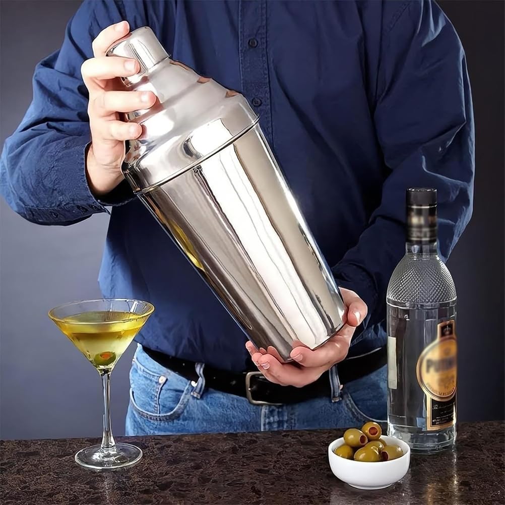 Shaker à Cocktails en Acier Inoxydable 1,8 L, Shaker Grande capacité, Shaker à Cocktails, pour Barman, Cadeau pour Homme, Argent