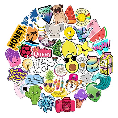 Stickers for Water Bottles Big 42pcs Waterproof Cute Aesthetic Trendy Stickers for Teens Kids Girls and Boys, Perfect for Hydro Flask Laptop Notebook Phone Car Skateboard Travel Durable 100% Vinyl