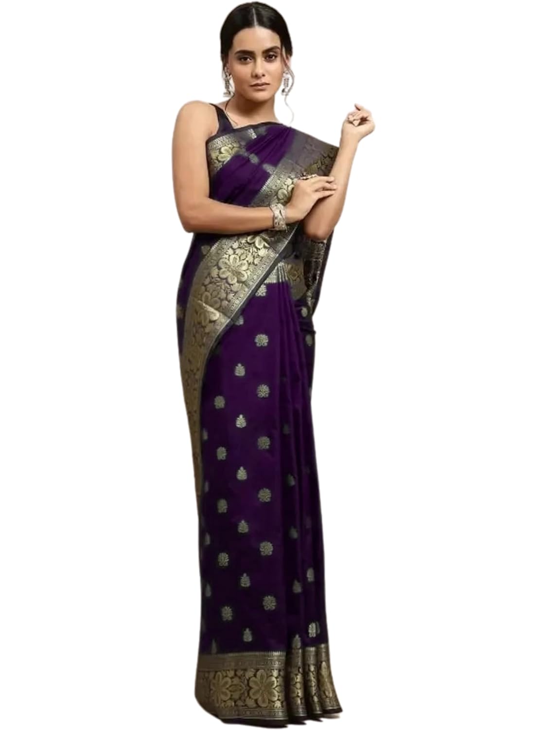 C J Enterprise Women's Pure Kanjivaram Silk Saree Soft Banarasi Style Wedding With Blouse Piece (Vruksh-51) - Image 2