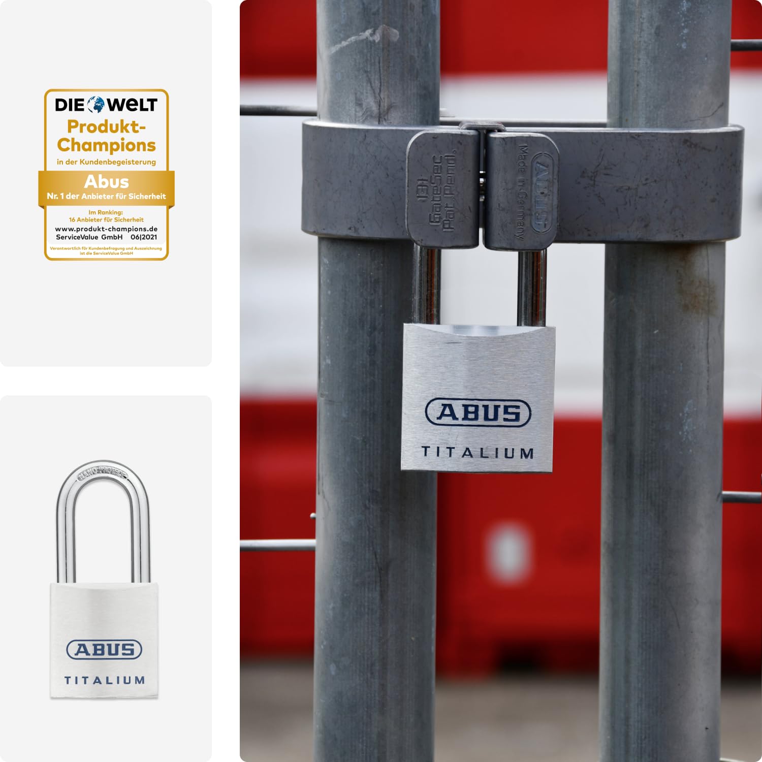ABUS 562242-80TI/40HB40 Candado Titalium arco Nano protect y llave de 6 pitones 40 mm arco largo