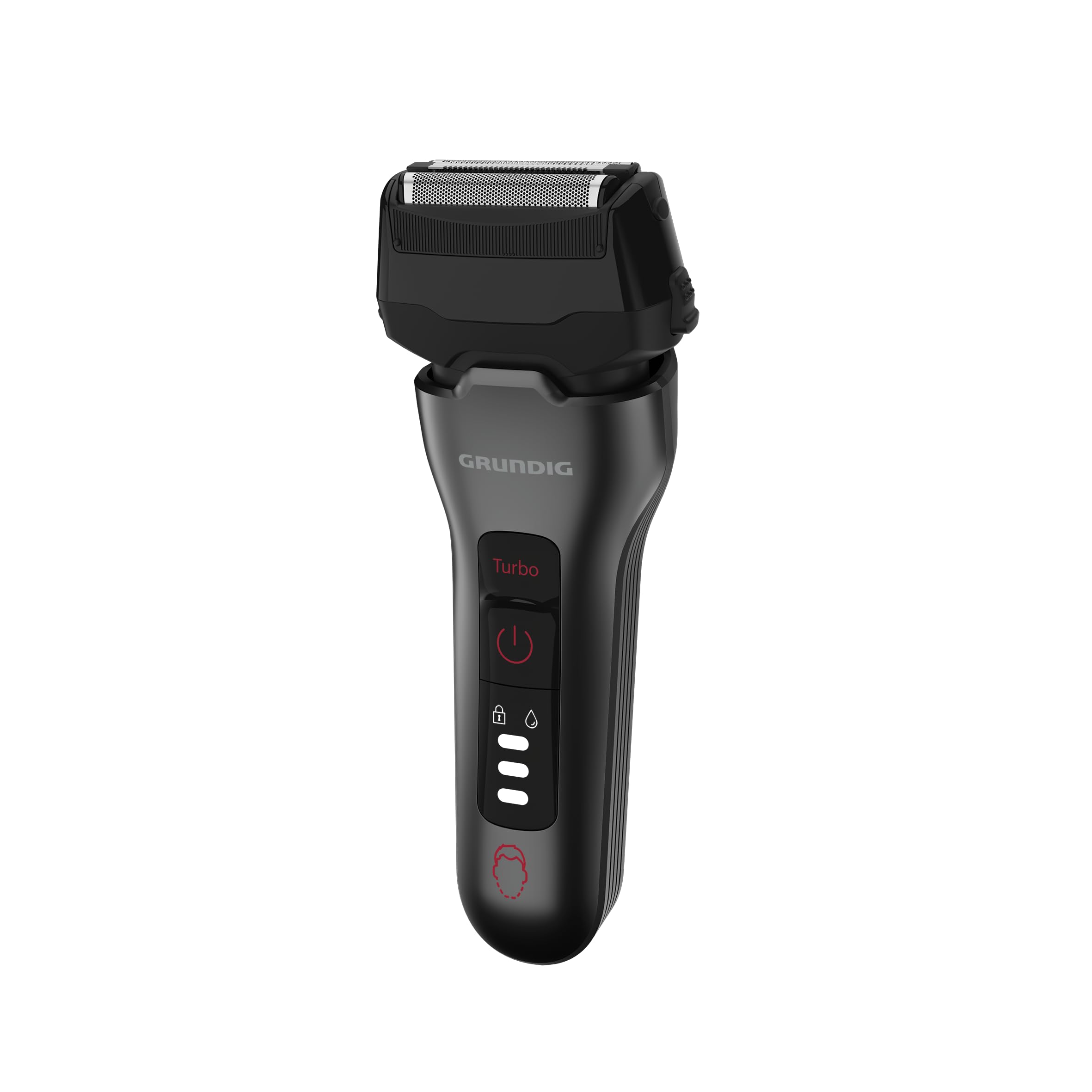 Grundig - MS 8330 Herrenrasierer - Akkubetrieb 60 Min. Laufzeit - 3fach Schneidsystem BeardCare Sensor Präzisions-Trimmer - Recyceltes Kunststoffgehäuse - Schwarz