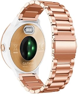 WIGERLON Compatible with Garmin Venu 2 plus/Venu/Venu Sq/Vivoactive 3 watch band,Stainless Steel bands fits most 20mm Watch Lugs Compatible for Vivoactive 3 Music/Forerunner 245 Music,Forerunner 645/645 Music Venu Sq rose gold