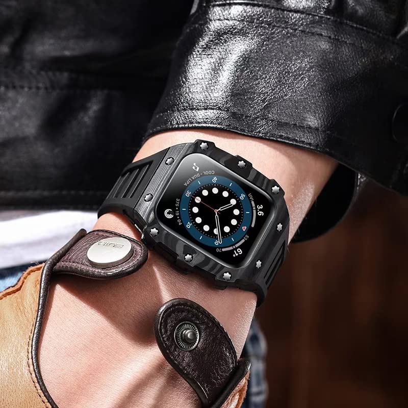 Bracelet Apple Watch 45mm 44mm acier kit de modification carbone