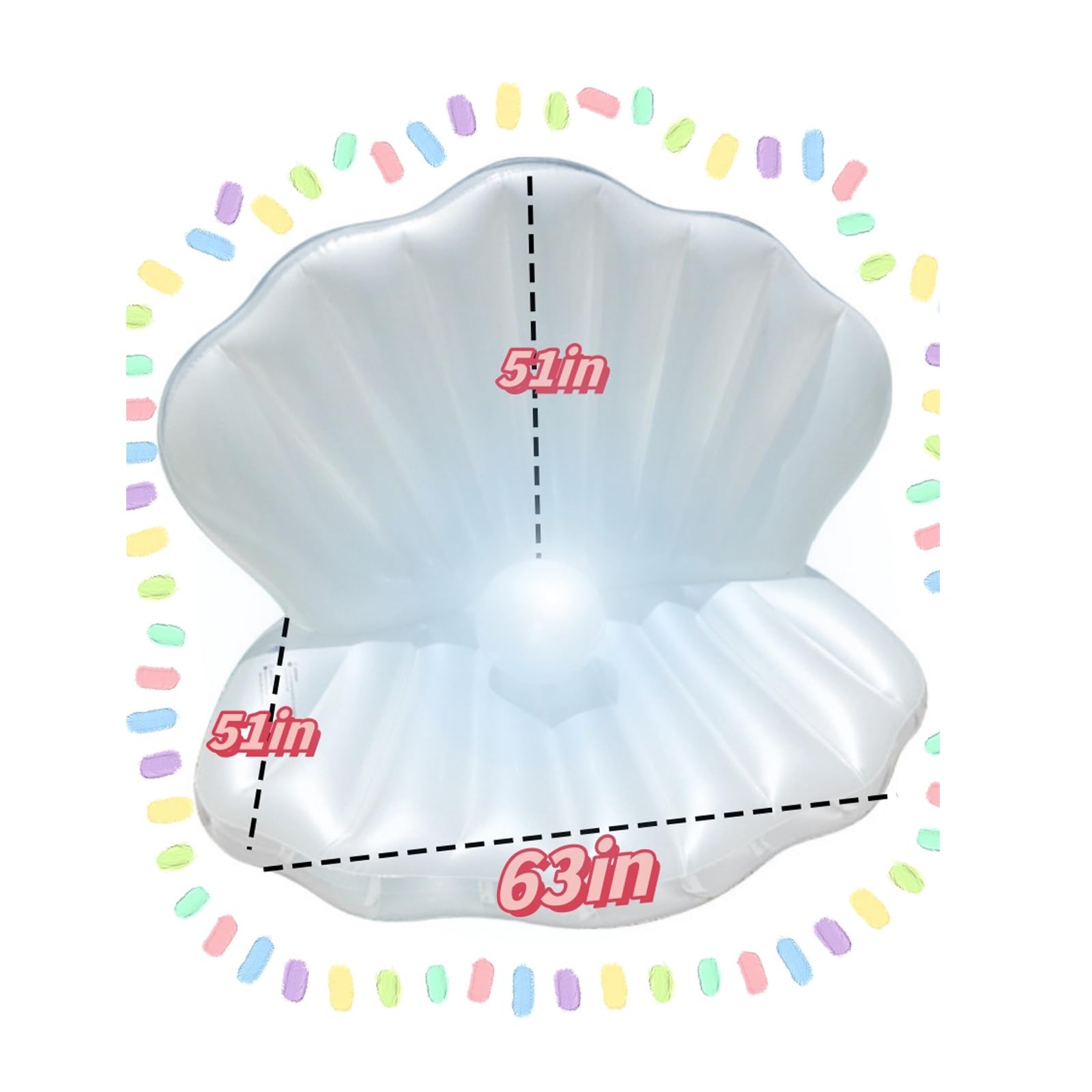 Flotador Inflable Gigante De Concha Marina Con Perla – 160 X 130 X 130 Cm, Para Piscina, Playa Y Fiestas De Verano