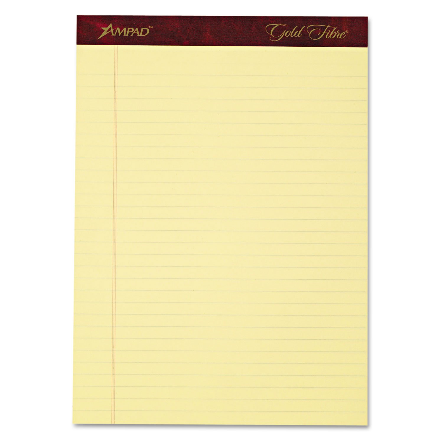 Ampad 20032 Gold Fibre Writing Pads, Legal/Wide, 8 1/2 x 11 3/4, Canary, 50 Sheets, 4/Pack