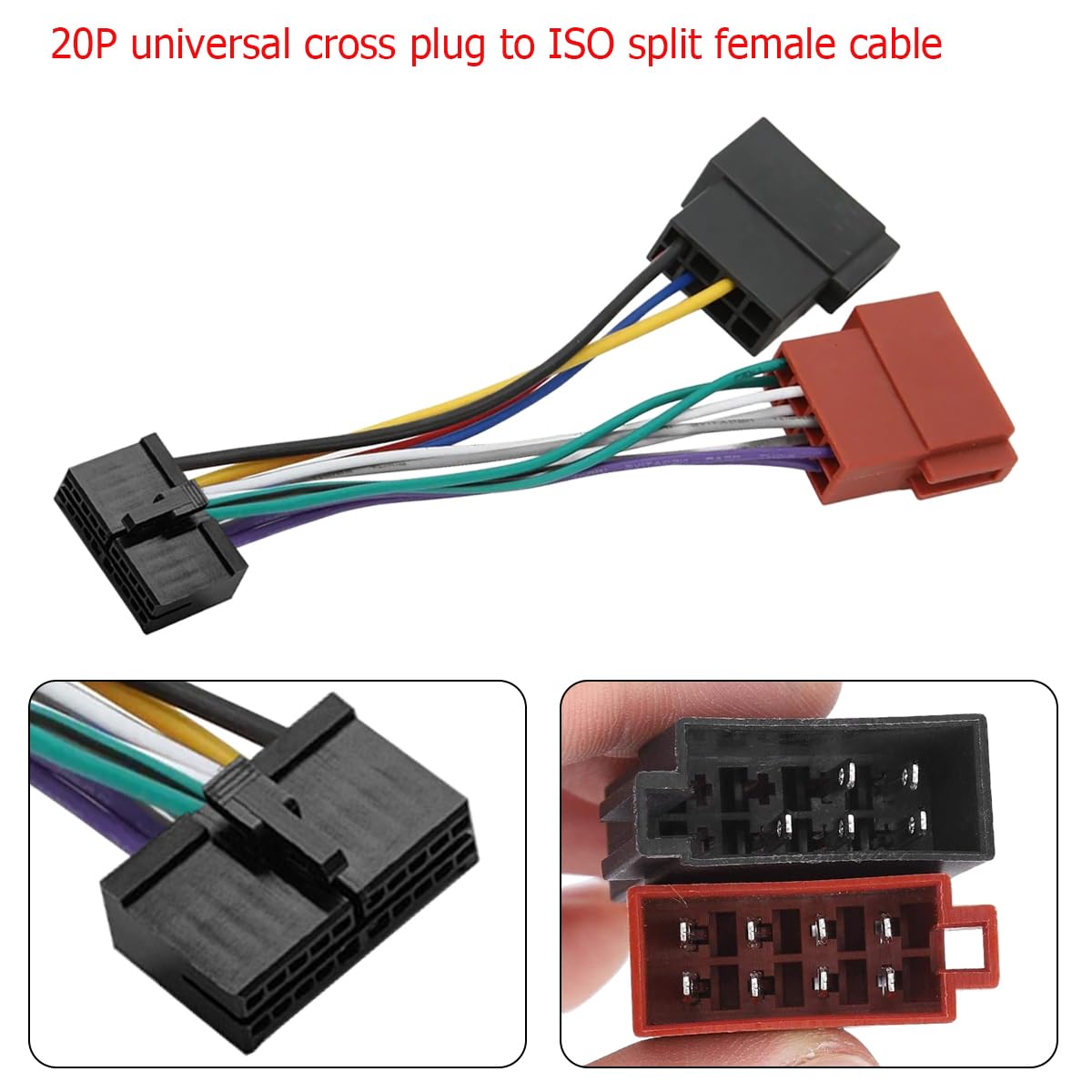 CGEAMDY 2 Pezzi Adattatore Cavo Connettore 20poli, Adattatore-Connettore Cablaggio, Adattatore Autoradio Connettore, Universale Connettore Adattatores Autoradio, Iso Adattatore Cavo Spina Cablaggio