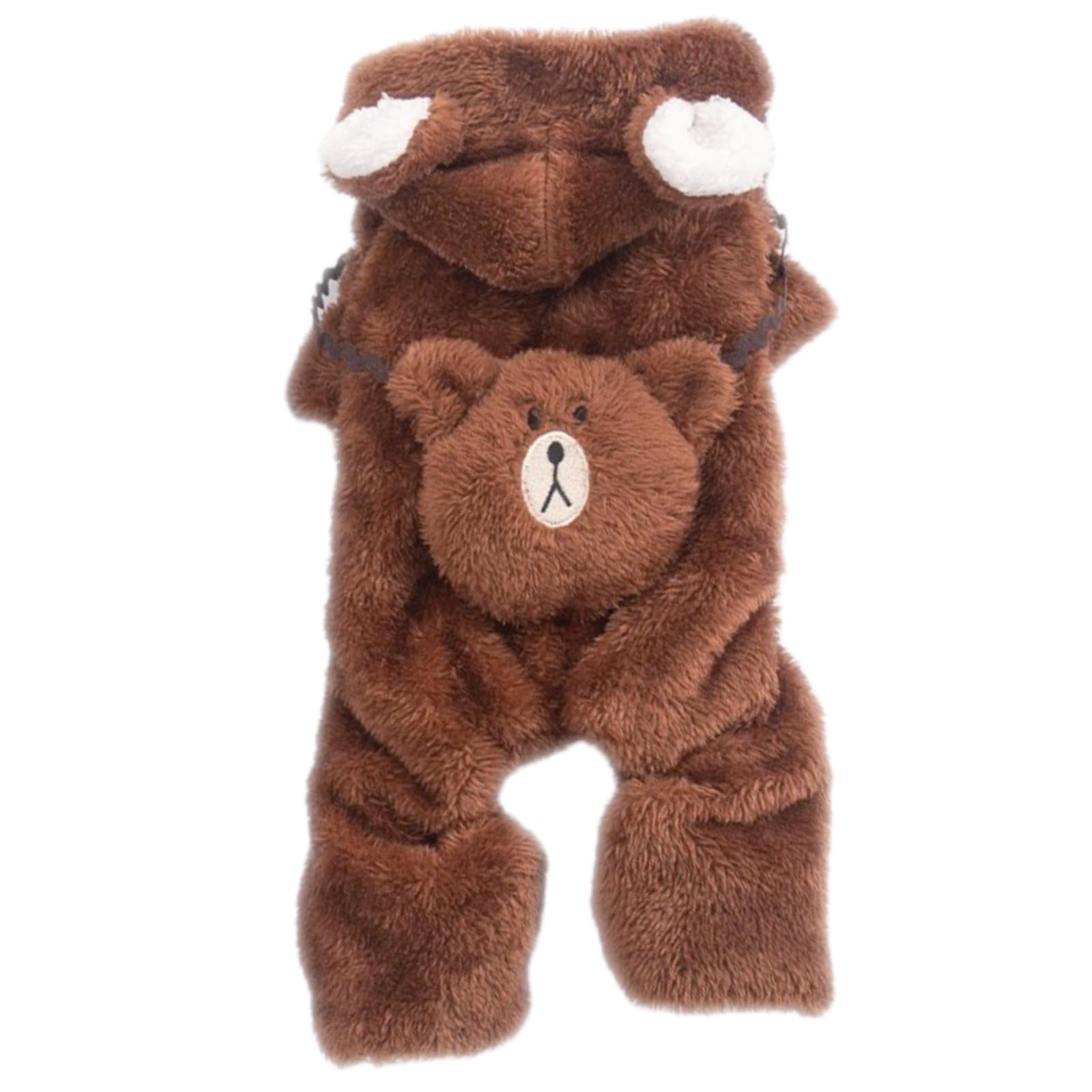 Cute Pet Hoodie Plush Bear Bag Soft Fleece Dog Sweatershirts Cozy Warm Pet Coat with Hat Kitten Puppy Autumn Winter Outfits (Large, Brown)