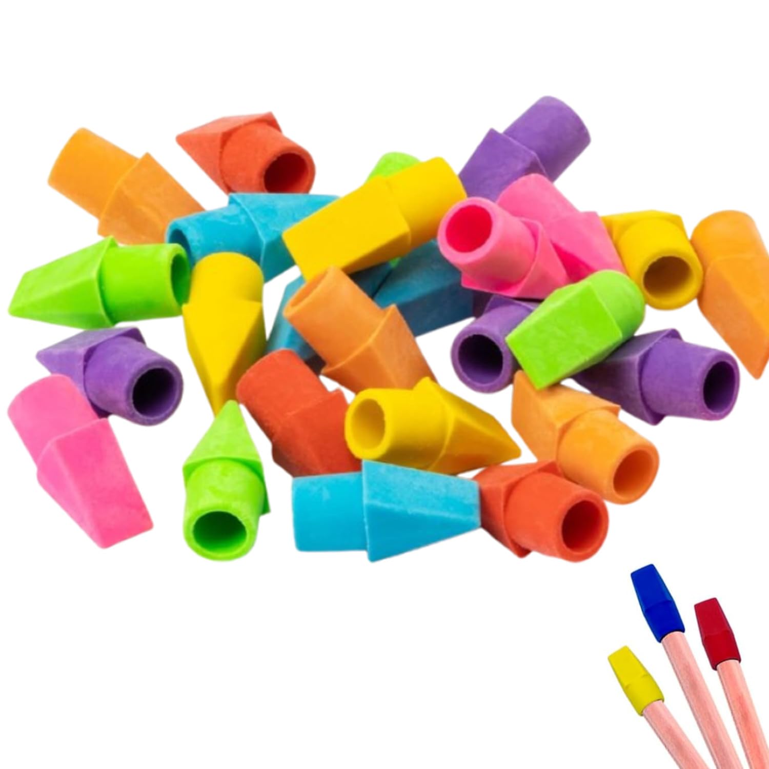 Borradores para Lápiz con Capuchón - 100 Piezas - Gomas de Borra para Exámenes, Escuela, Oficina, Dibujo - Suministros Escolares y Material de Oficina para Niños, Estudiantes y Profesores