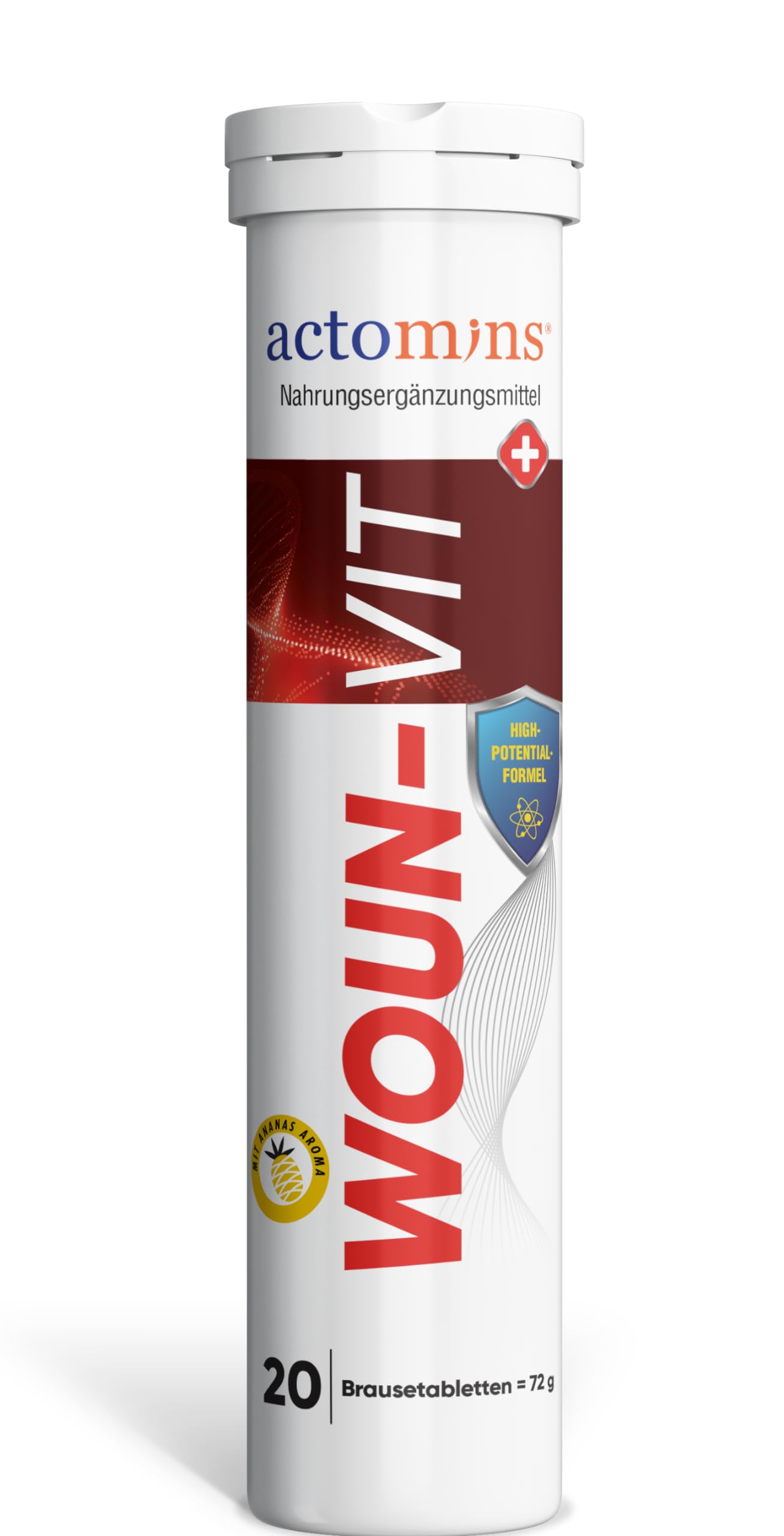 Actomins® Woun-Vit – 20 Efervesan Tablet | Yara İyileşmesini Destekleyen Besin Takviyesi | Vitamin, Çinko ve Amino Asit İçerikli | Takviye Edici Gıda