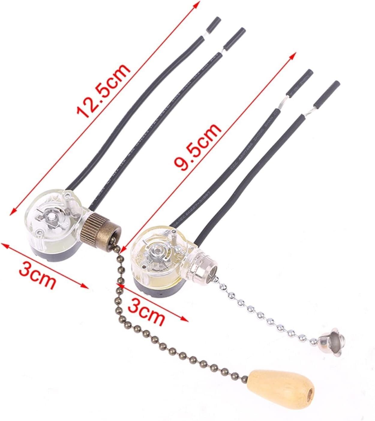 Fan Switch Home Ceiling Fan Lamp Pull Chain Cord Switch Set Replacement Tools(Sliver)