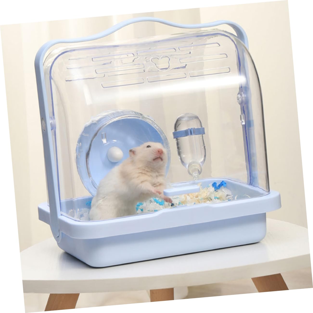 Blauer Hamsterkäfig aus Kunststoff, Tragbar für Reise und Outdoor