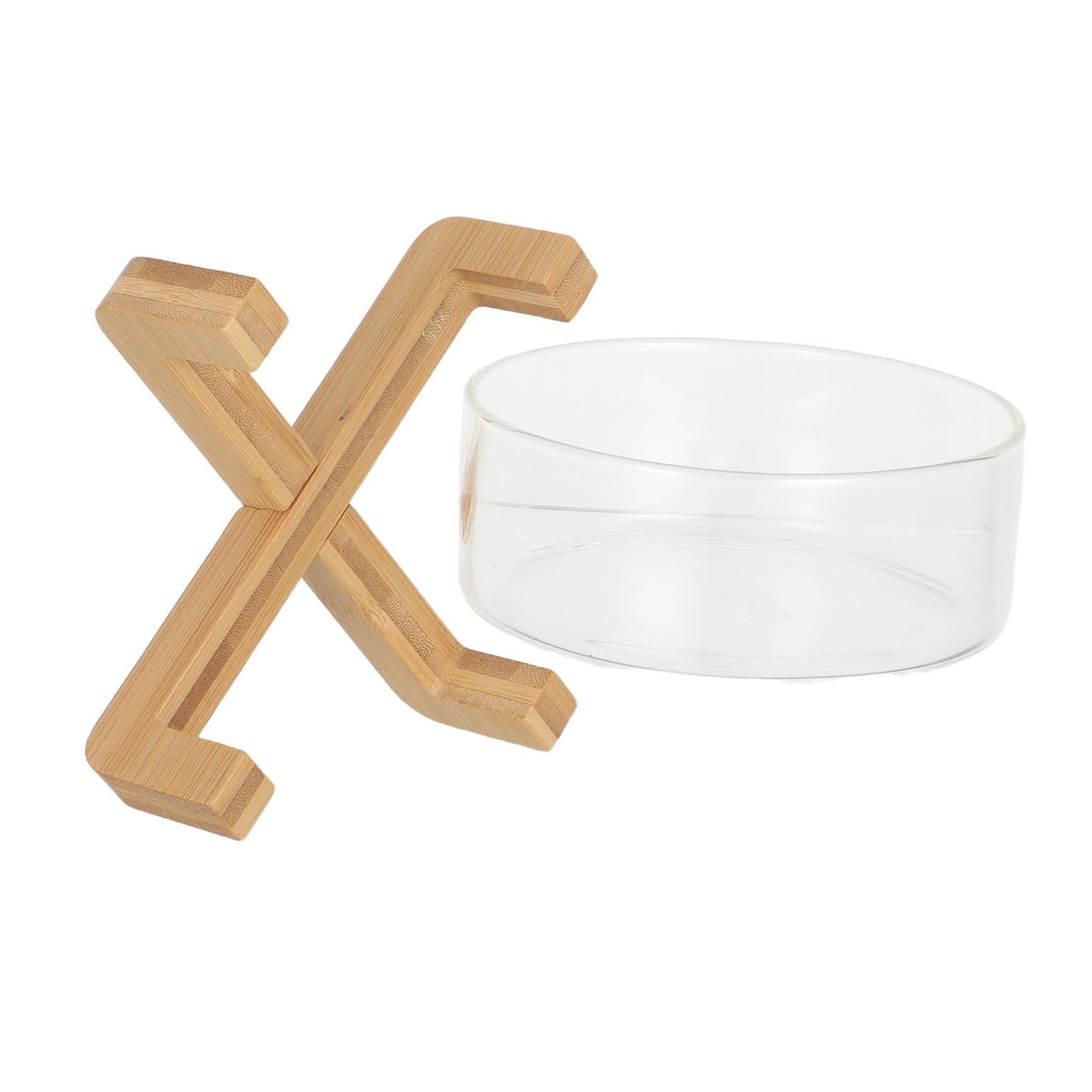 Bol à salade en verre et bois 13cm résistant pour service