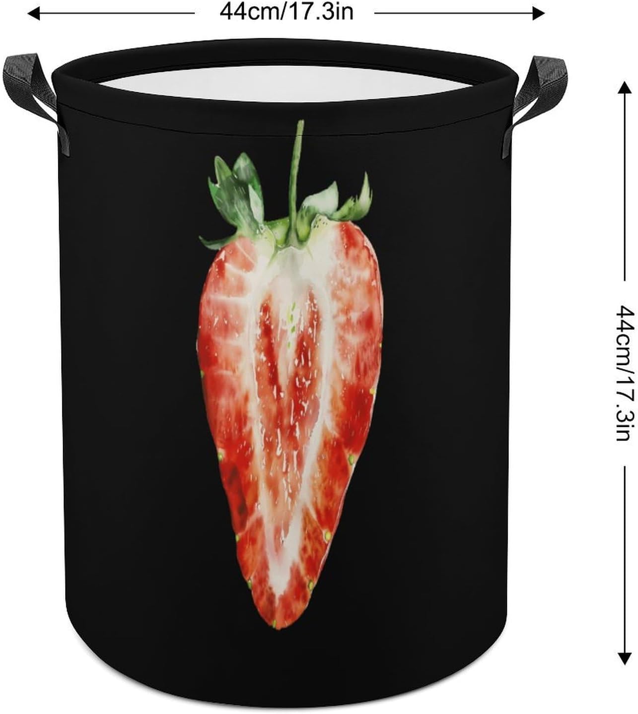 Strawberry Watercolor Novelty Collapsible Laundry Baskets Waterproof Clothes Hamper Storage Bins with Handles 13.8"x13.8"x17.3" 17.3"x17.3"x17.3"