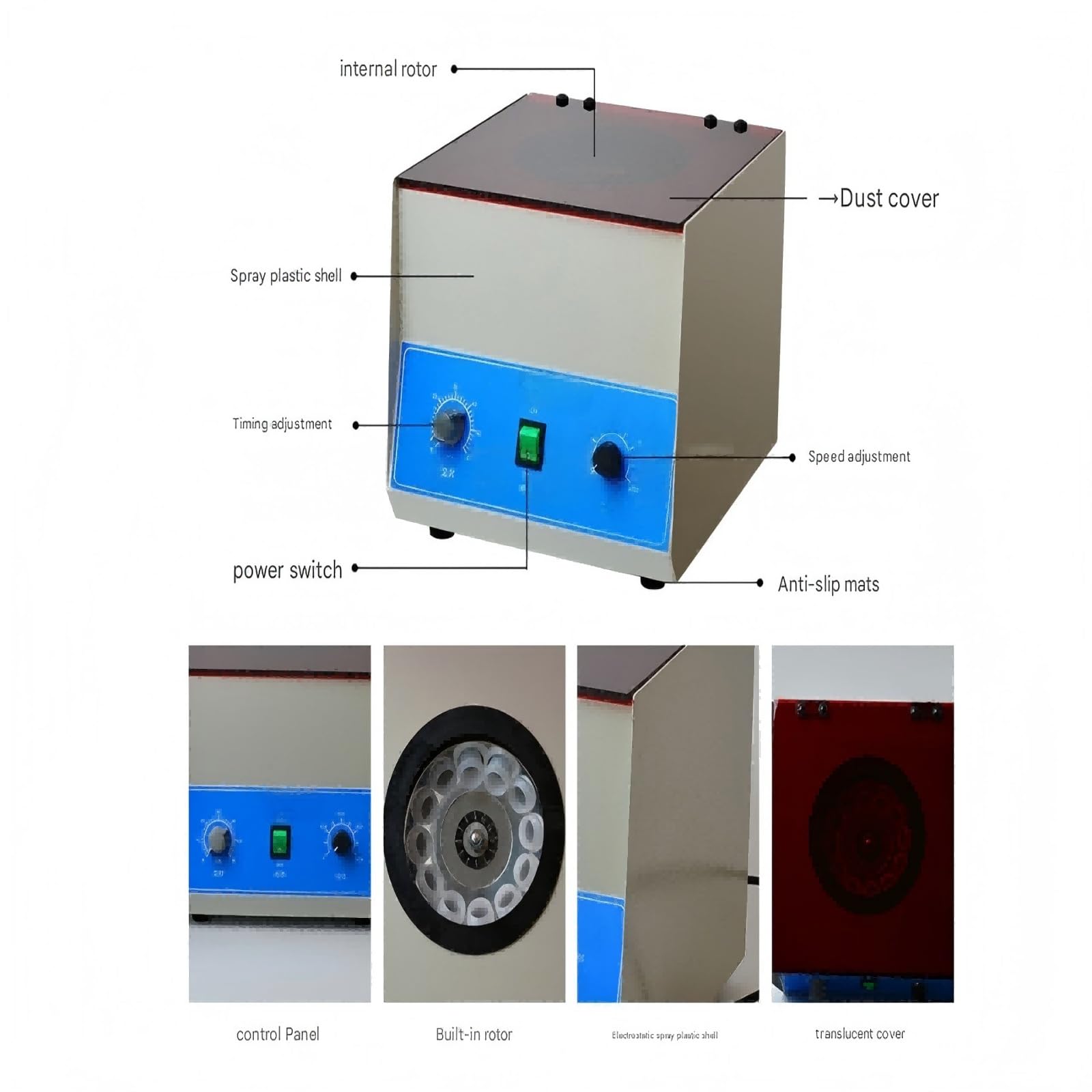 Centrifugadora de sobremesa eléctrica 2770xg 4000RPM 100mlx4 capacidad centrífuga laboratorio bajo ruido con control velocidad del temporizador Energía alta