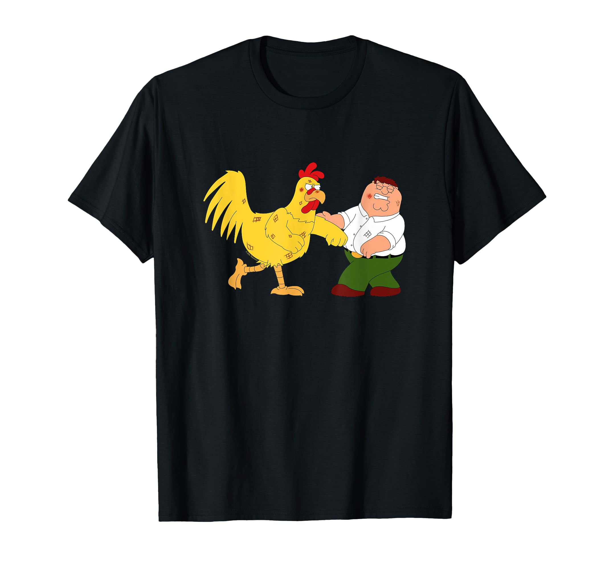 Family Guy Peter & The Giant Chicken Fighting Funny Cartoon T-Shirt