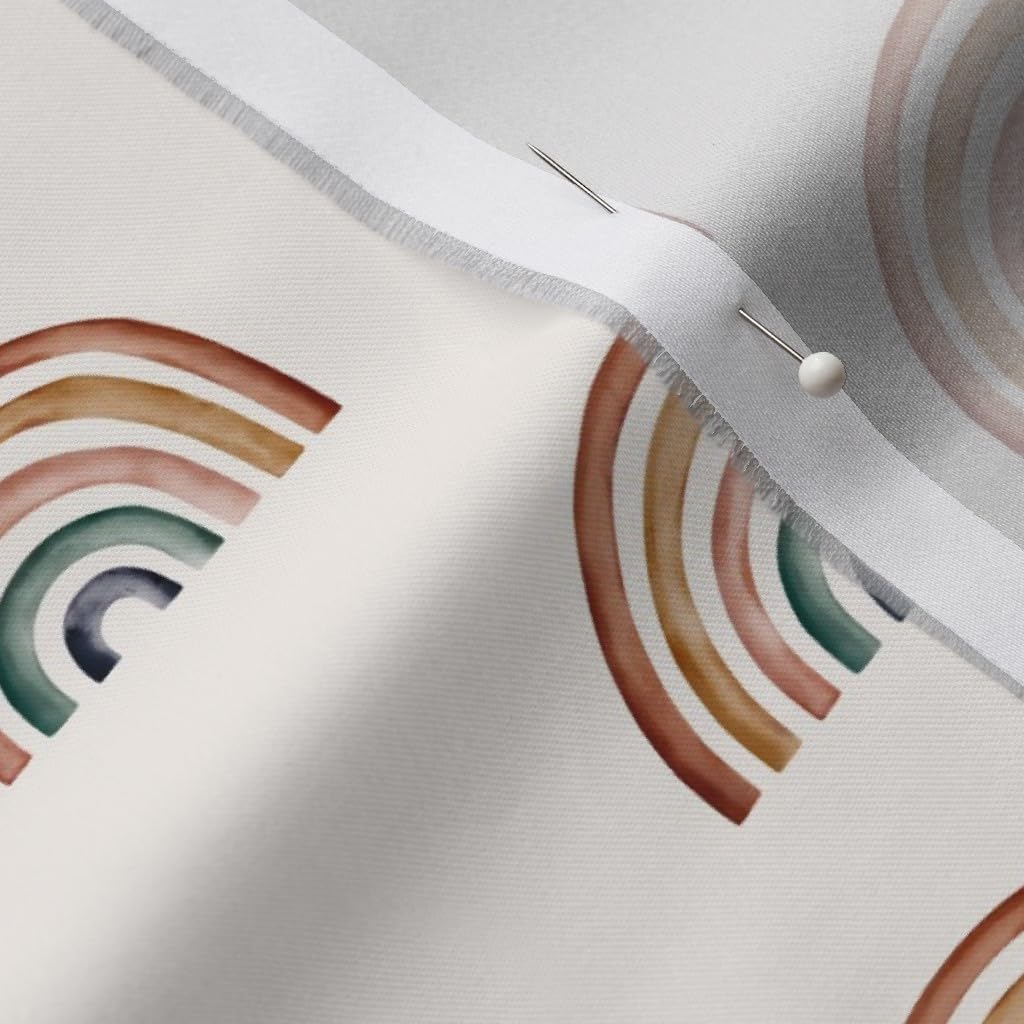 Spoonflower Fabric - Earth Tones Rainbows Watercolor Rainbow Kids Nursery Gender Neutral Printed on Organic Cotton Sateen Fabric by The Yard - Sewing Quilting Apparel Home Decor