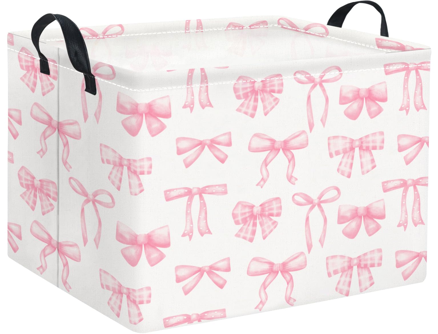Rectangular Kids Basket Baby Girl Basket Fabric Storage Bin Organizer Box Room Decor(Beautiful Bowknot)
