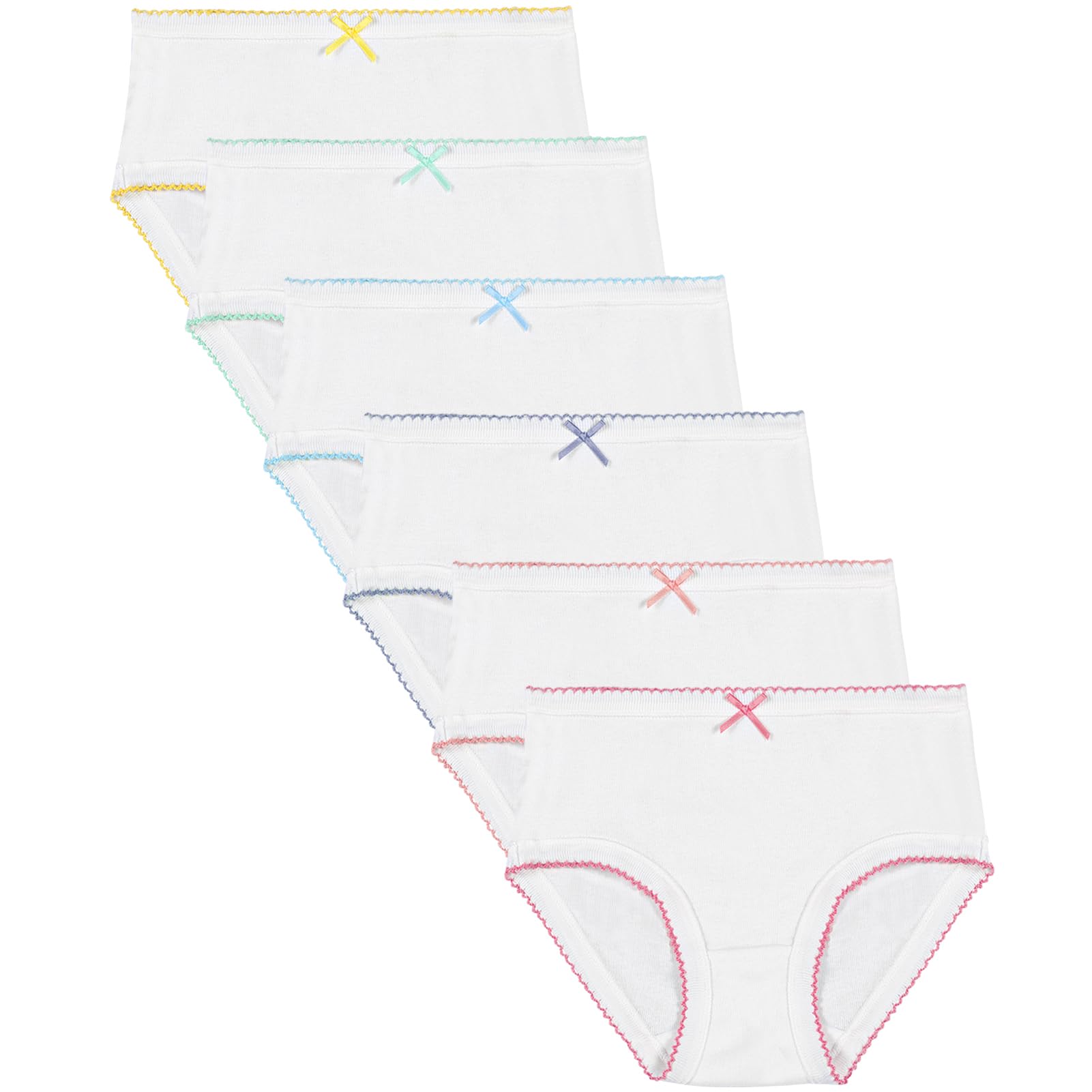 Phennies Girls Underwear Soft Cotton Panties Solid White Breathable Kids Girls Underwear Pure Cotton Undies 12 Pack
