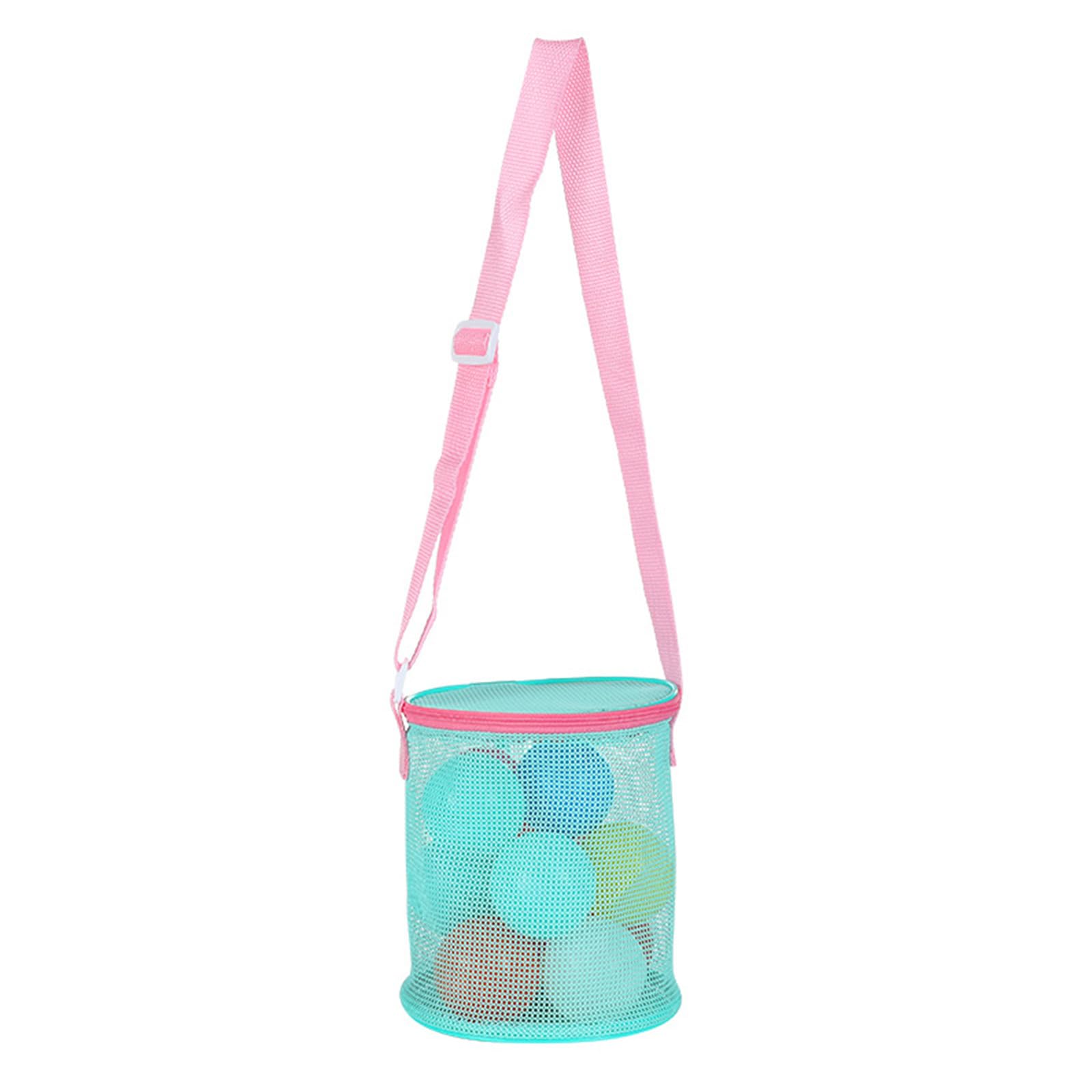 Jazuaiao Beach Bag Beach Toy Bucket Bag Toy Storage Seashells Bucket Net Shoulders for Vacations Mesh Seashells Storage Net Sand