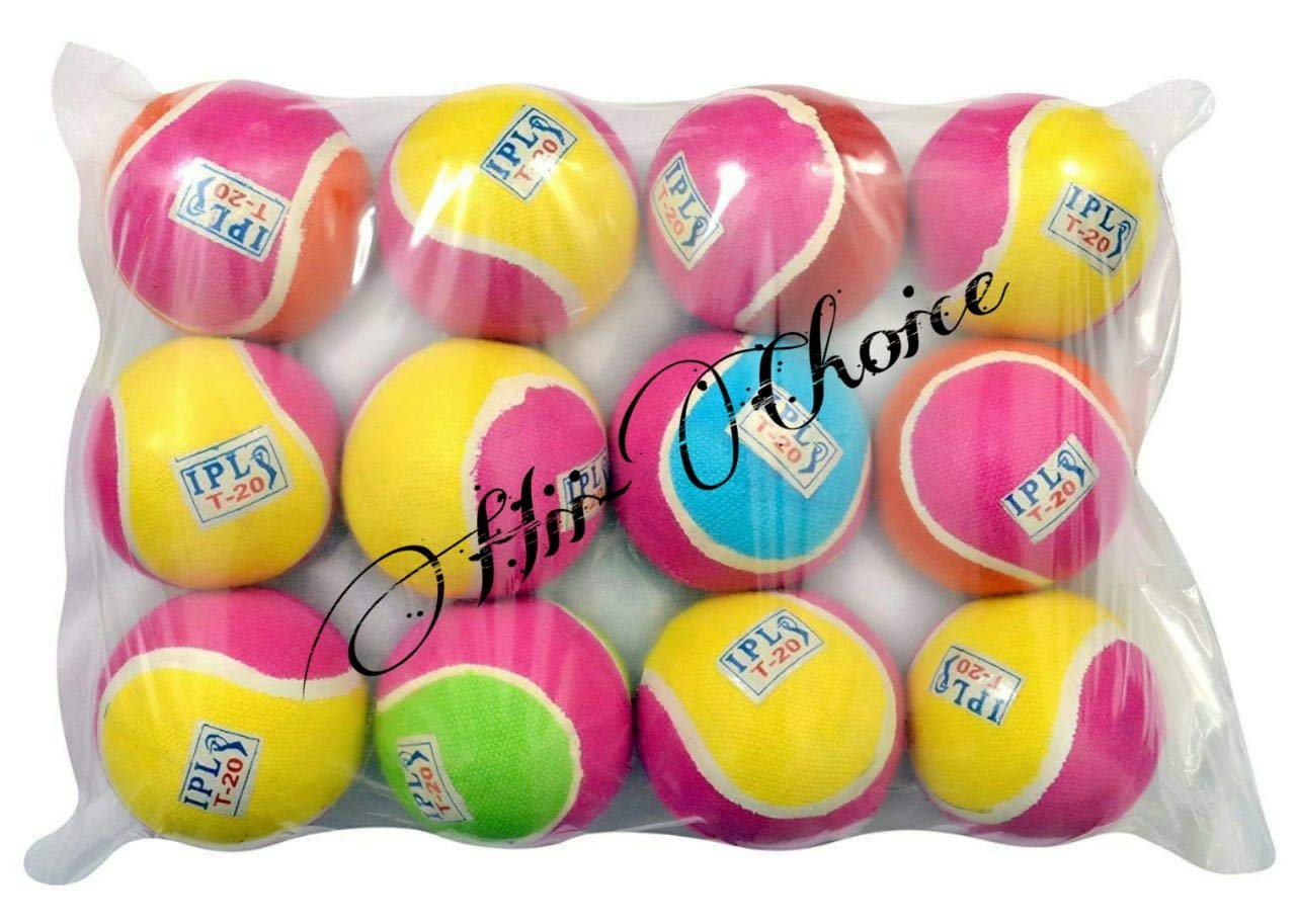 Hii Choice Sport Multi Tennis/Cricket Ball (Multicolour; Standard Size) - Pack of 12 (B081FJHSQF) Amazon Price History, Amazon Price Tracker