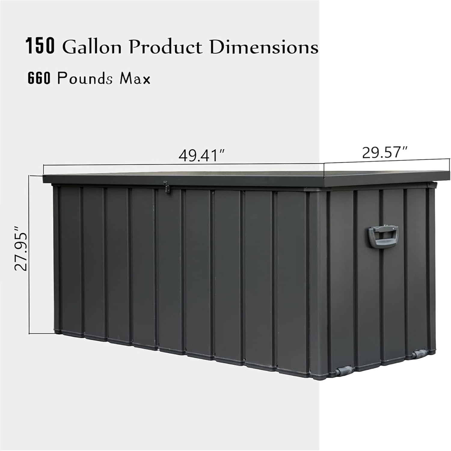 150 Gallon Outdoor Storage Deck Box, Metal Waterproof Storage Deck Box for Indoor Outdoor, Large Storages Bench Patio Storages Bin for Outside Cushions, Throw Pillows, Garden Tools, Lockable