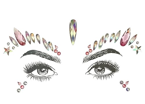 Miniatura 6 de Adhesivos de gemas para la cara de sirena con purpurina, diamantes de imitación para festival, joyas, cristales para la cara, ojos y cuerpo,