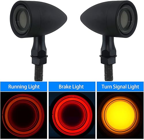 Miniatura 2 de Luces traseras LED para motocicleta, paquete de 2 unidades, bala retro, 40 LED, luz de freno roja ámbar, intermitentes universales para Harley