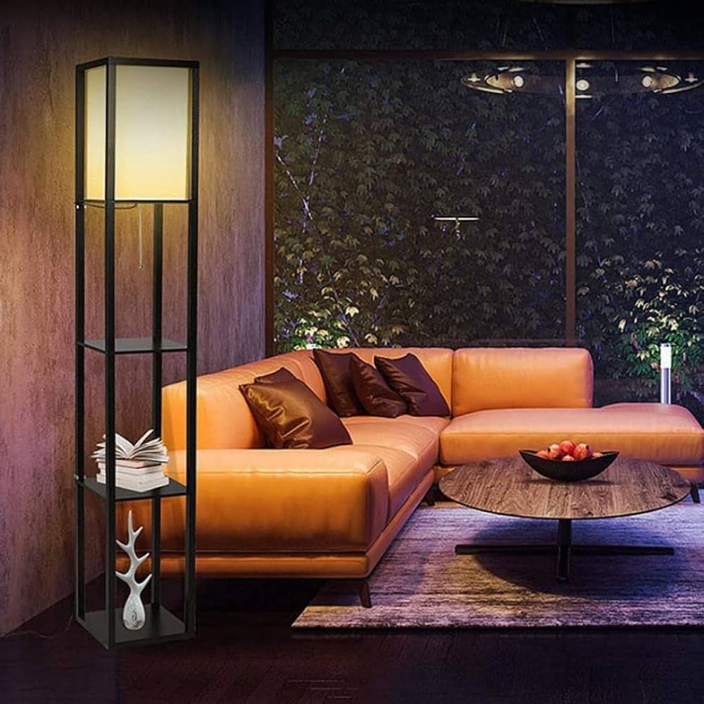 Amazon.co.jp: フロアランプ フロアライト 棚付き 3段 高さ160cm