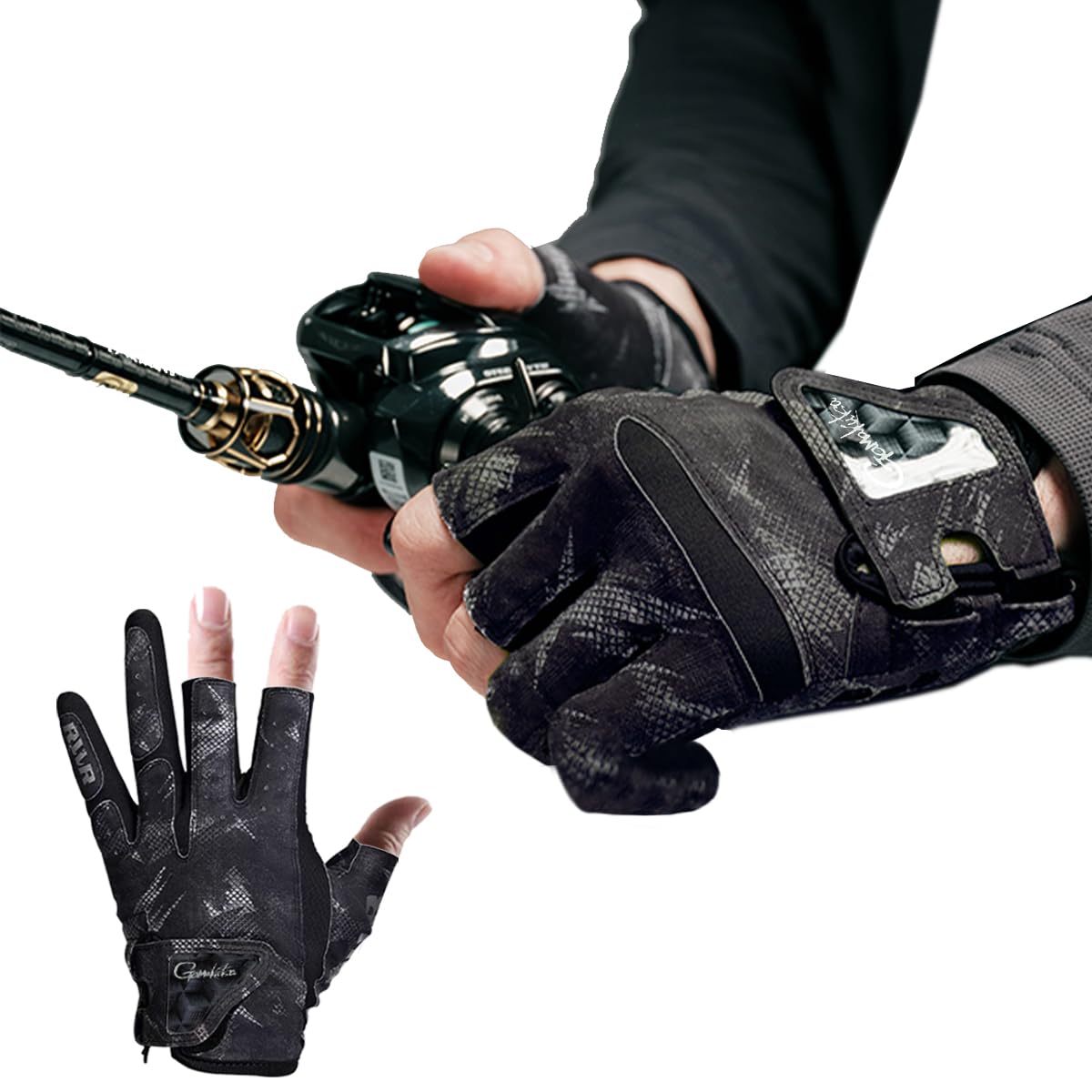 Guantes de Pesca Ciclismo Antideslizantes - Guantes Verano Medio Dedo Hombre Mujer, para Pesca, Caza, Senderismo (Mida la Circunferencia de la Palma Antes de ordenar)