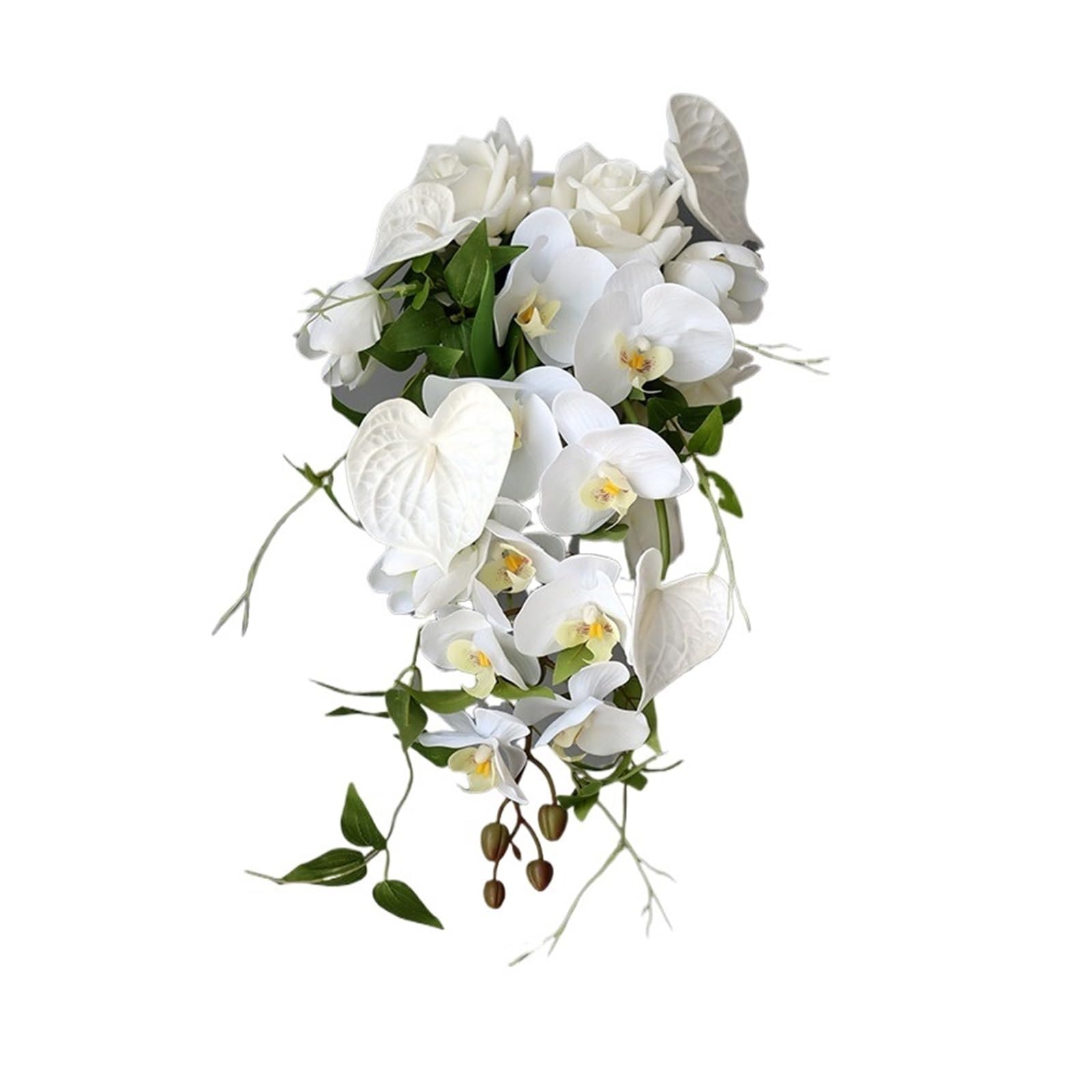 NDLHXKFRP Wedding bouquets for brides and bridesmaids, Artificial White Calla Lily Rose Wedding Bouquet Water Drops(Color 3)