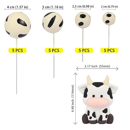 Miniatura 2 de Gyufise 21 decoraciones para tartas, decoración de pastel de granja temática de vaca con bolas de espuma, baby shower, suministros para fiesta de