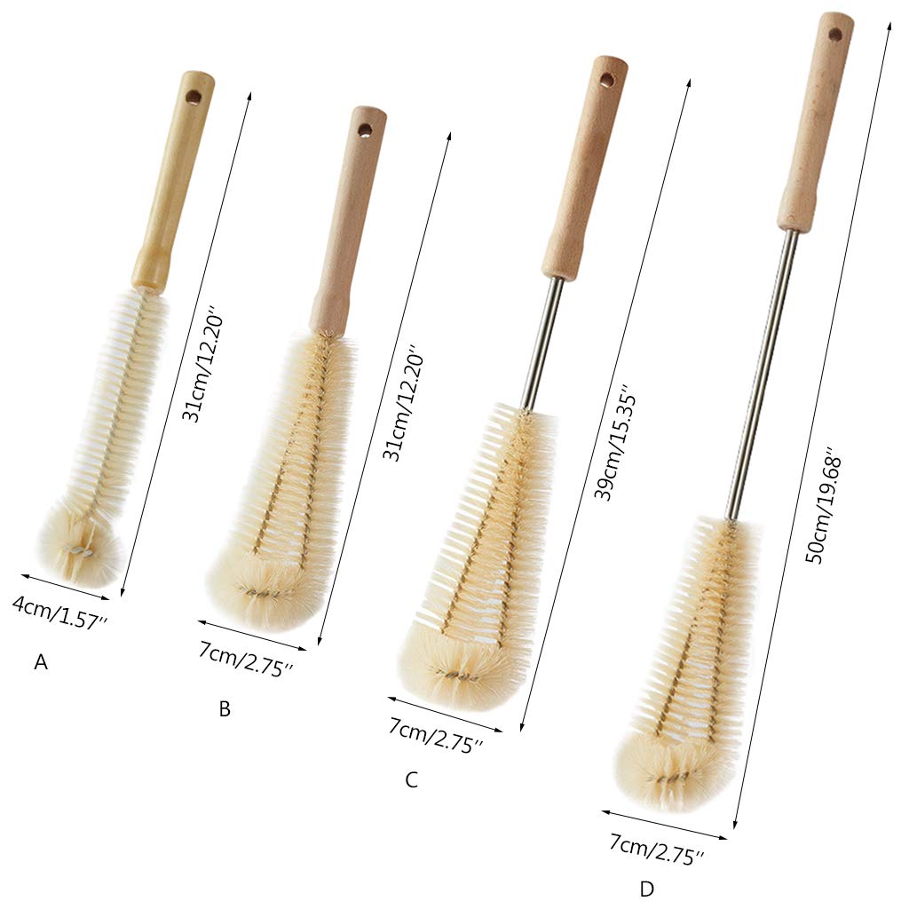 Brosse à biberon, Brosse de Nettoyage de Cuisine en Forme de L café thé Tasse en Verre bébé biberon Brosse à Suspendre poignée en Bois nettoyant-Style A
