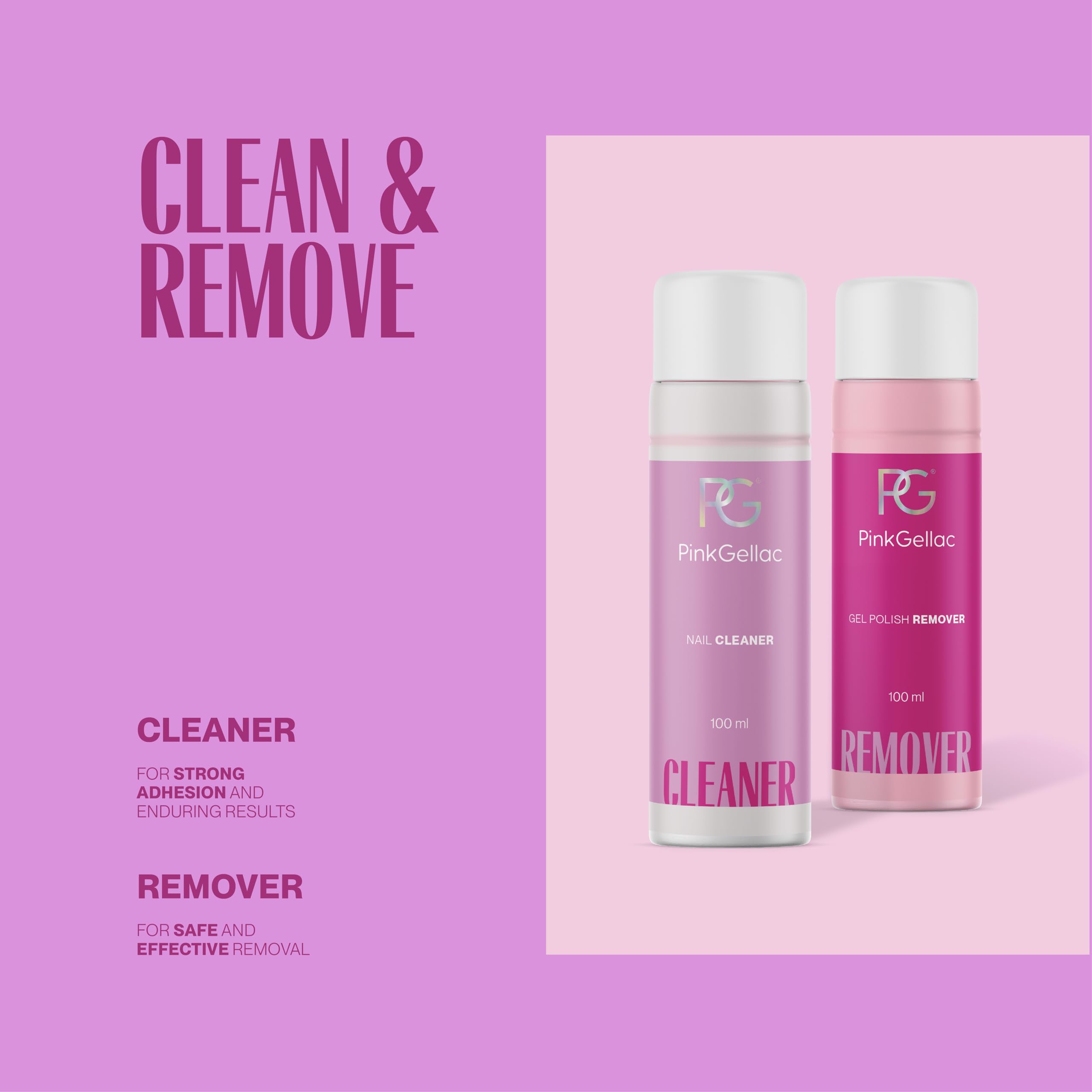 Pink Gellac Kit Vernis Semi Permanent - Manucure Kit Semi Permanent Complet avec Premium Lampe UV LED Noir, 4x Teintes Roses 15 ml, Top & Base Coat Gel UV, Dissolvant et Cleaner de Qualité Salon