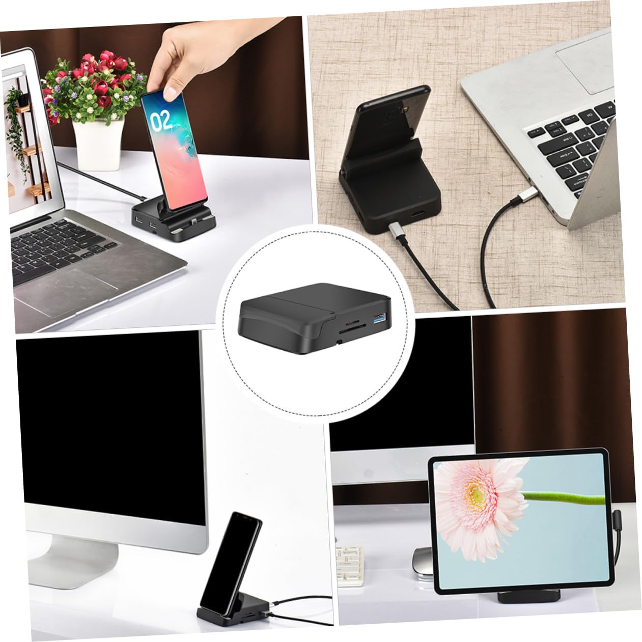 jojofuny Concentrador USB Multipuerto, Adaptador de Viaje USB-c Soporte para Teléfono, Carga PD 3.0, Resolución 4k, Uso en Oficina