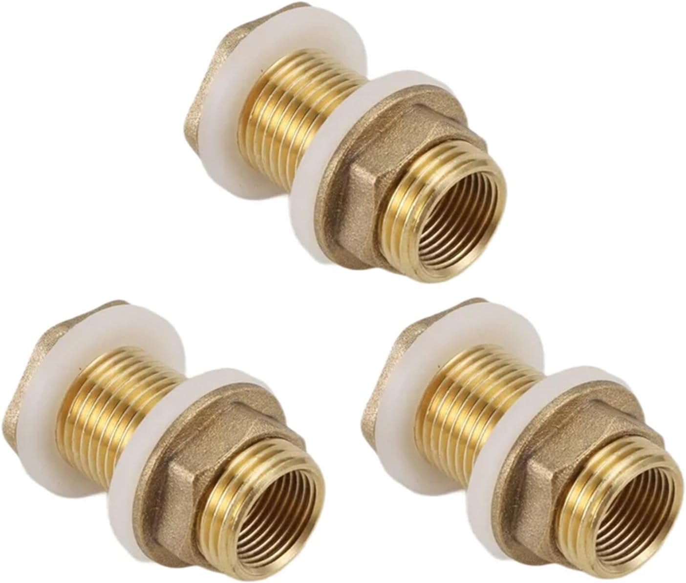 Bulkhead Fitting 2/4/8pcs Solid Brass Bulkhead Fitting 3/8 Inch Female 1/2 Male Water Tank Connector Threaded With Ring For Creating Leak proof Seal For Fluid Transfer(8pcs)